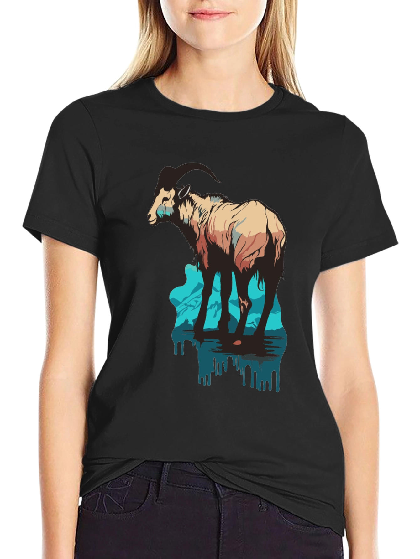 Mountain Goat Graphic Tee - Black