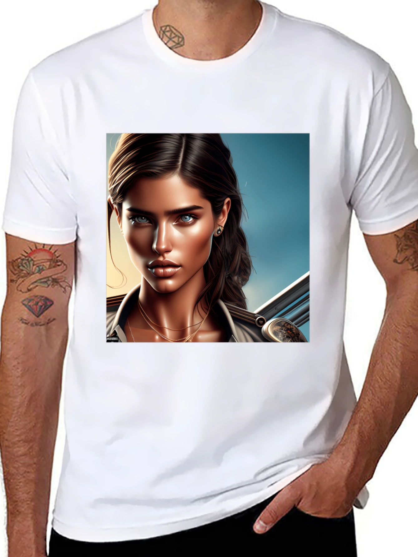 Womens Graphic Tee - Art Illustration Print