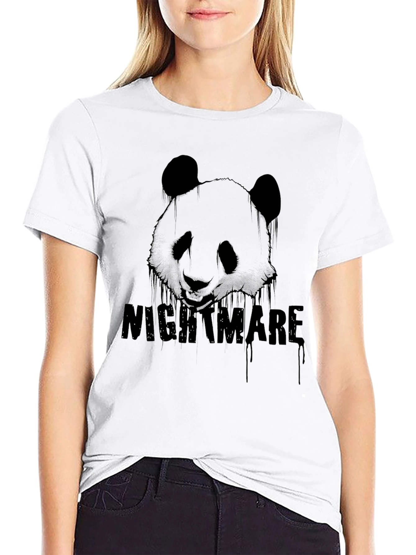 Mens Black Panda Nightmare Graphic T-Shirt
