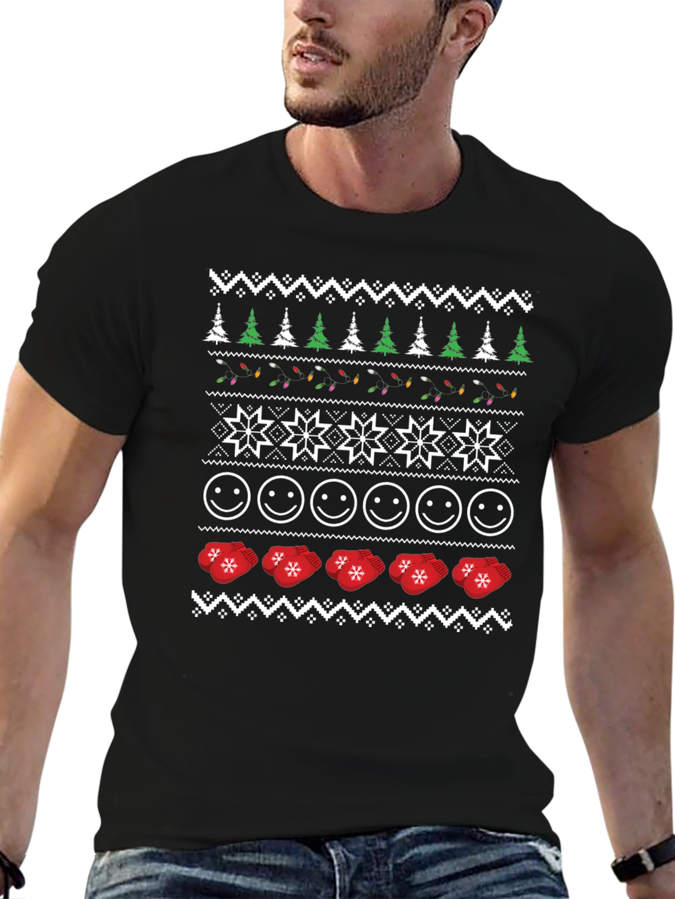 Ugly Christmas Sweater Style Graphic Tee