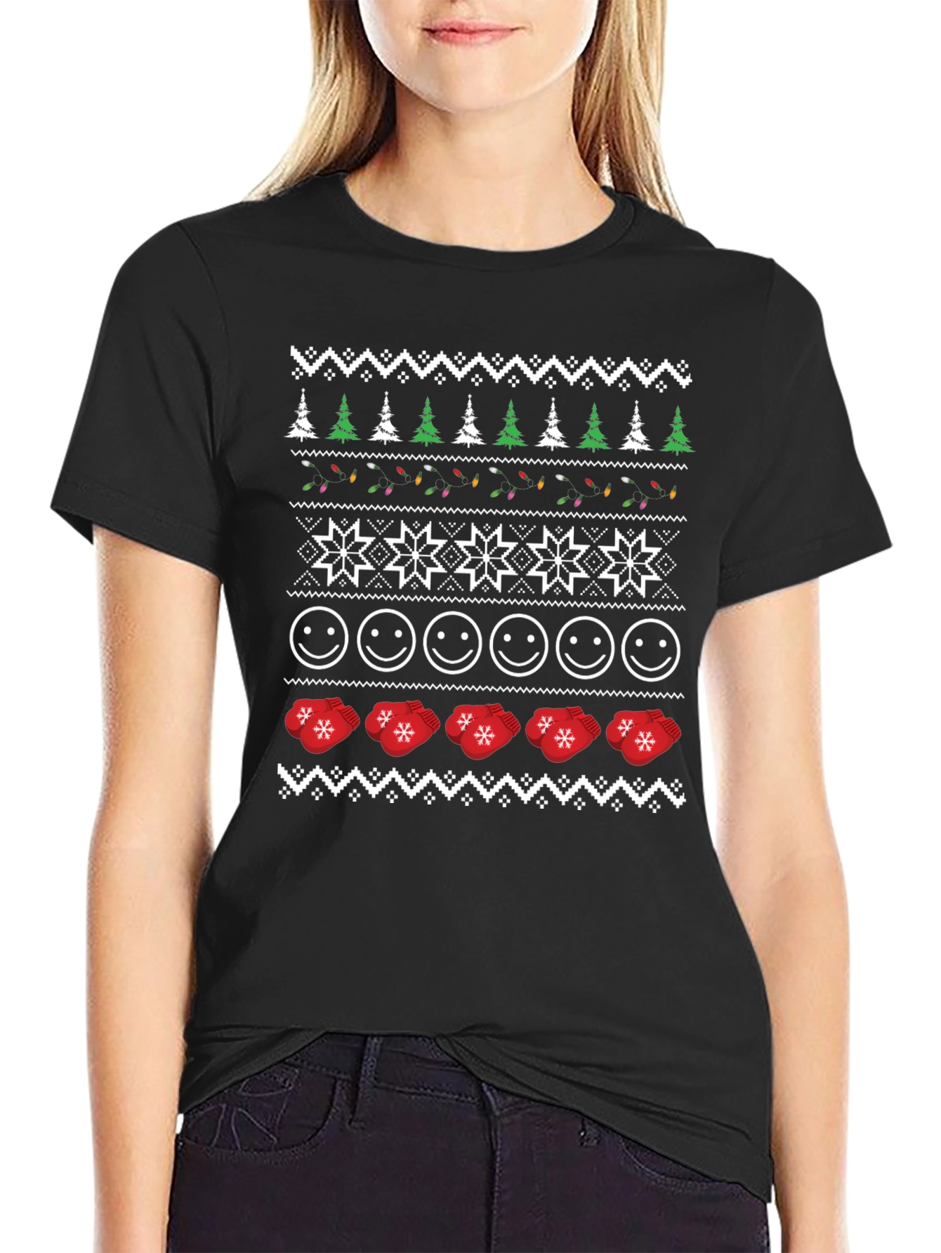 Ugly Christmas Sweater Style Graphic Tee