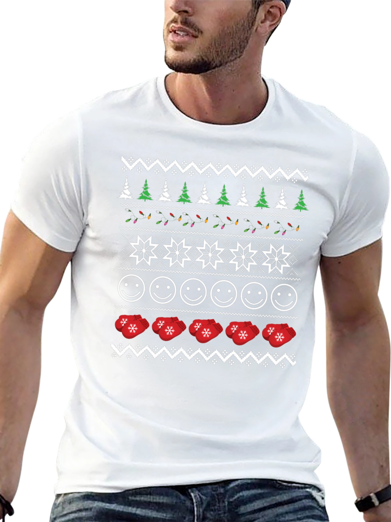 Ugly Christmas Sweater Style Graphic Tee