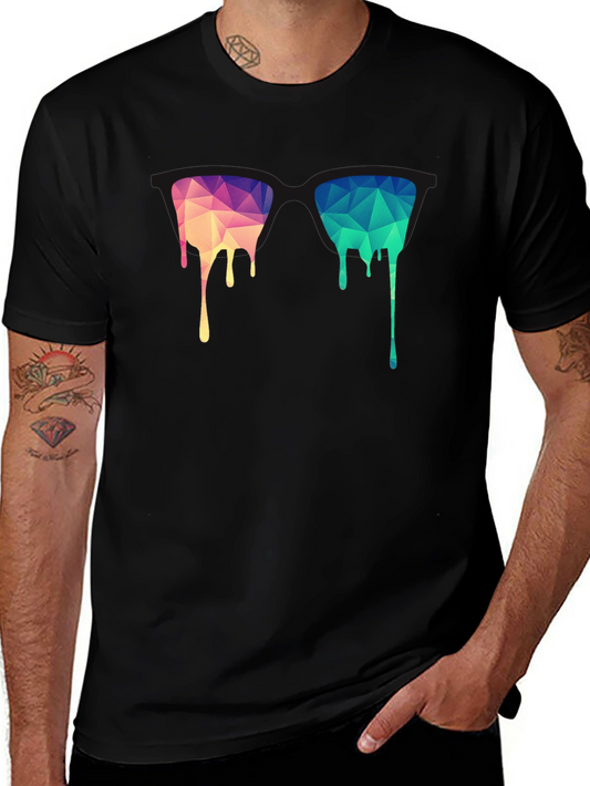 Geometric Drip Graphic Black Tee