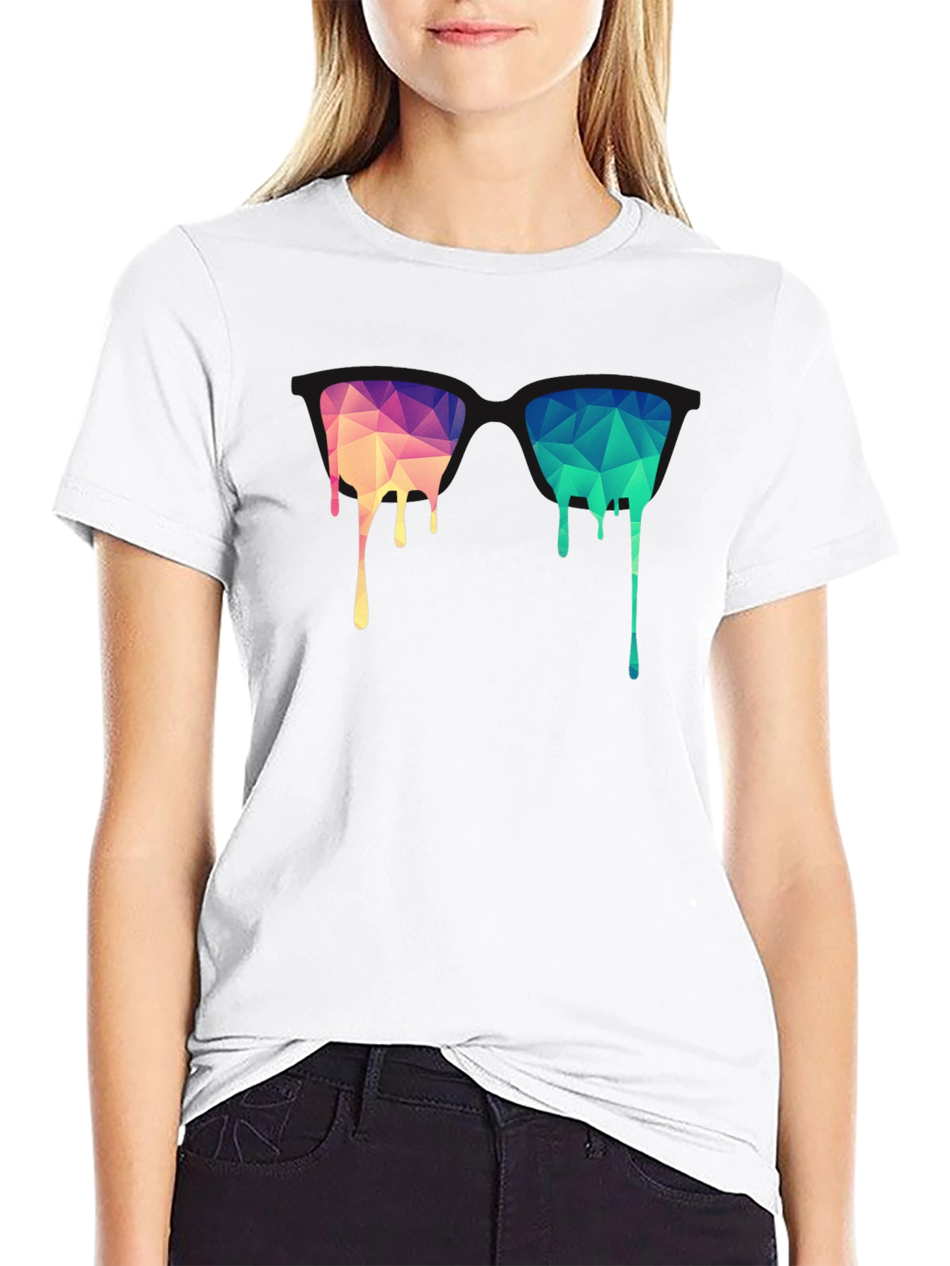 Geometric Drip Graphic Black Tee
