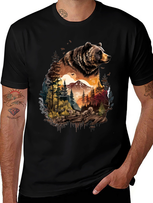 Bear & Mountain Graphic Tee - Nature Lovers Shirt
