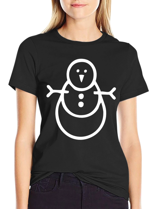 Festive Snowman Graphic Tee - Black Cotton Comfort