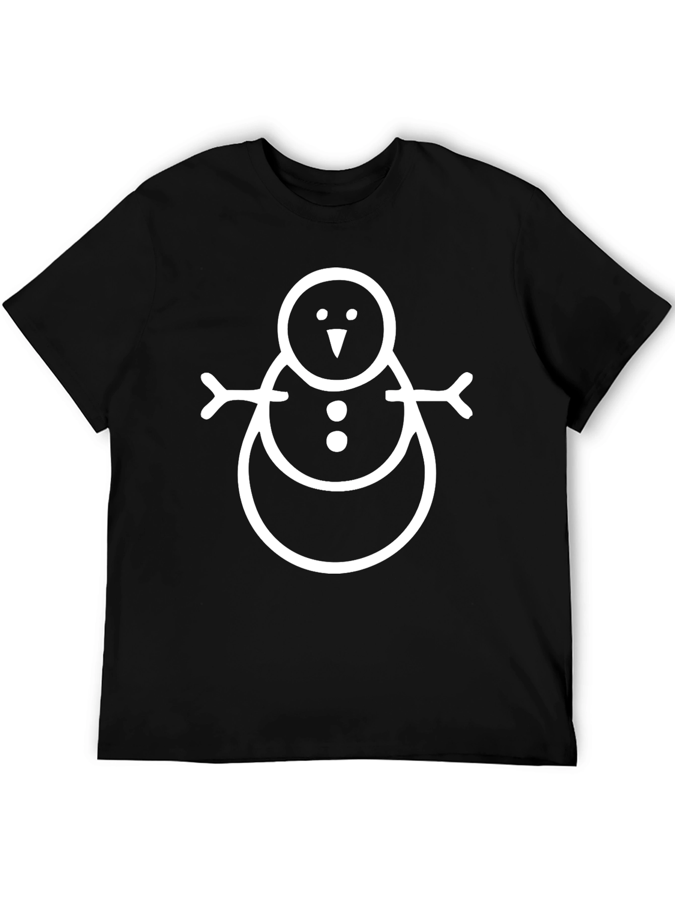 Festive Snowman Graphic Tee - Black Cotton Comfort