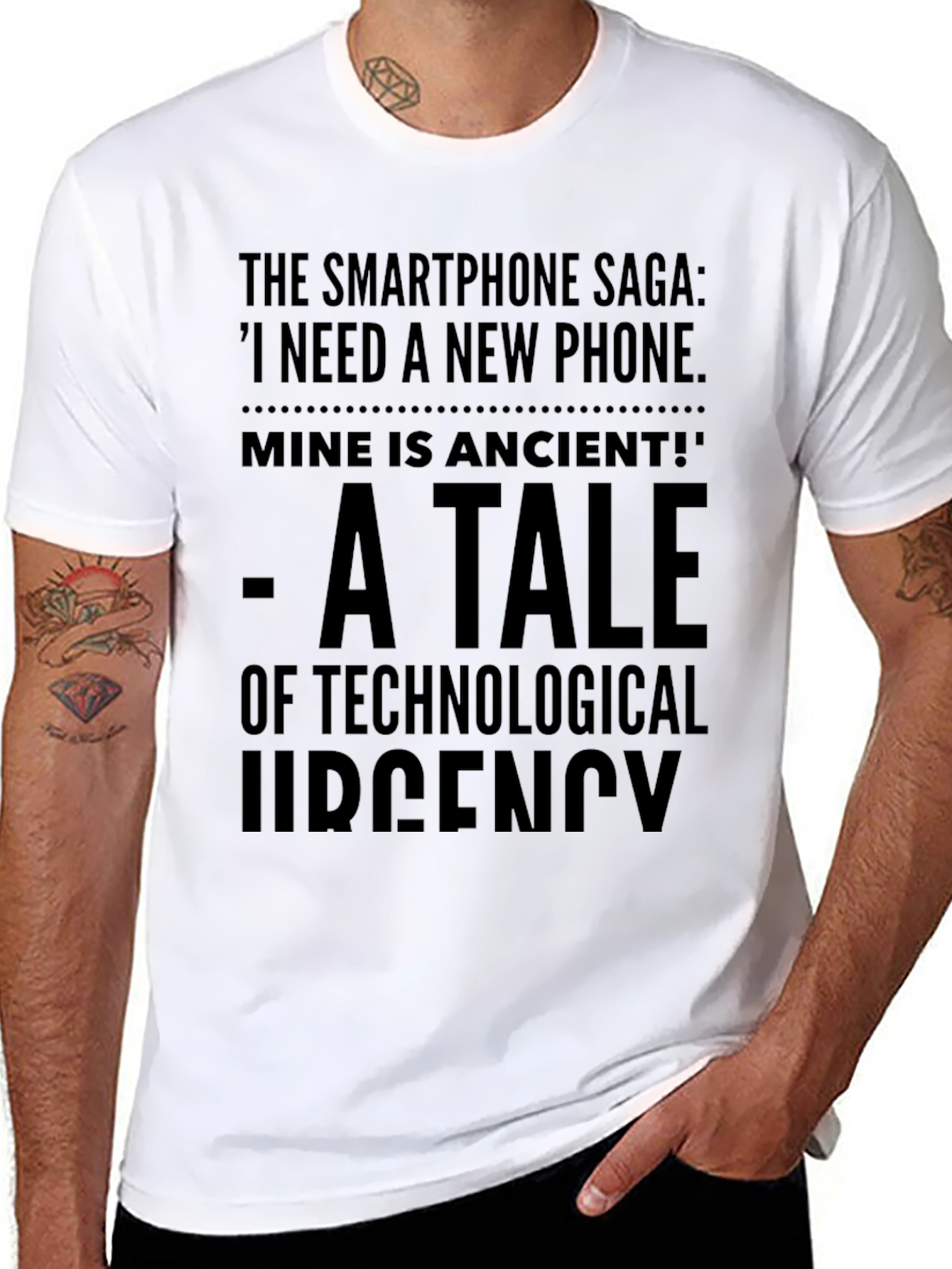 Smartphone Saga T-Shirt: Technological Urgency Tee