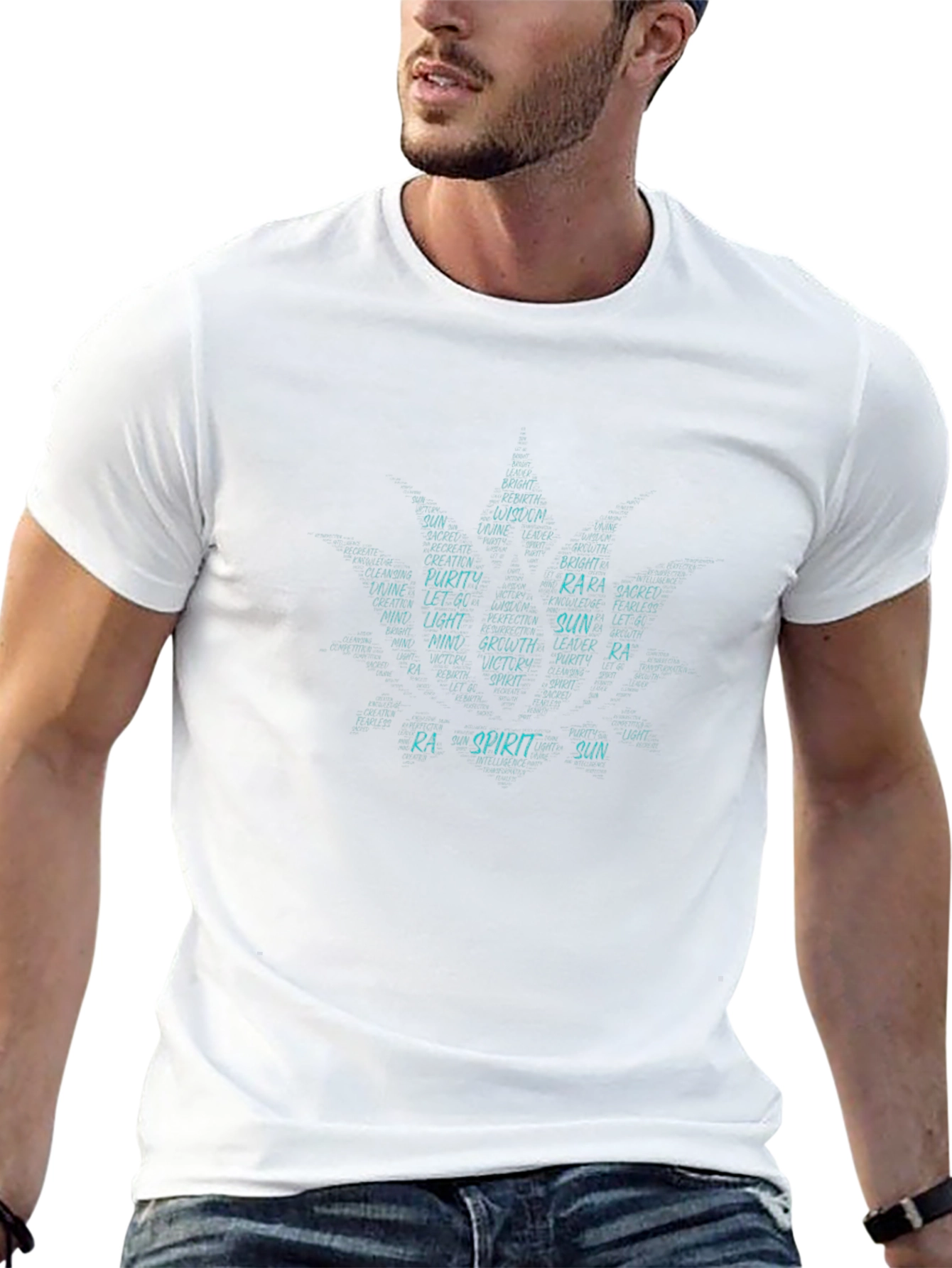 Word Art Leaf T-Shirt - Black