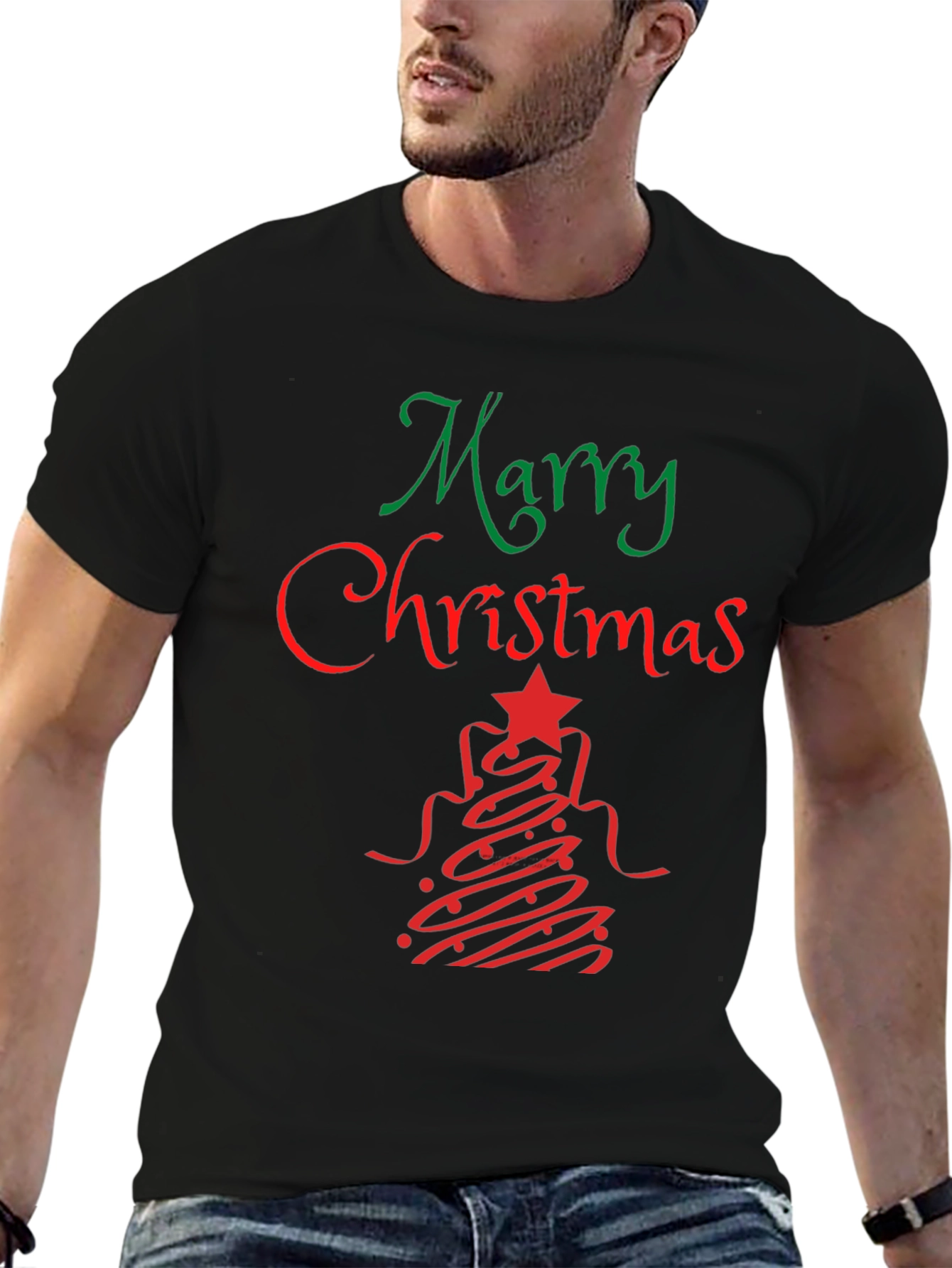 Festive Merry Christmas Graphic Tee - Holiday Apparel