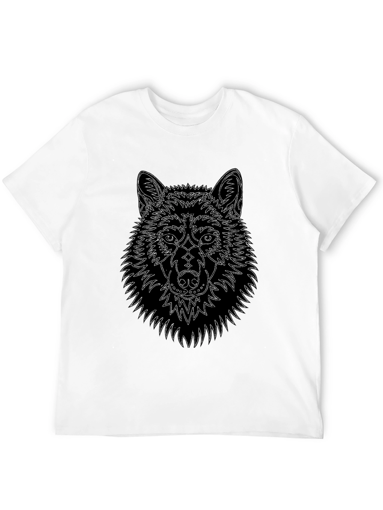 Wolf Line Art Black T-Shirt