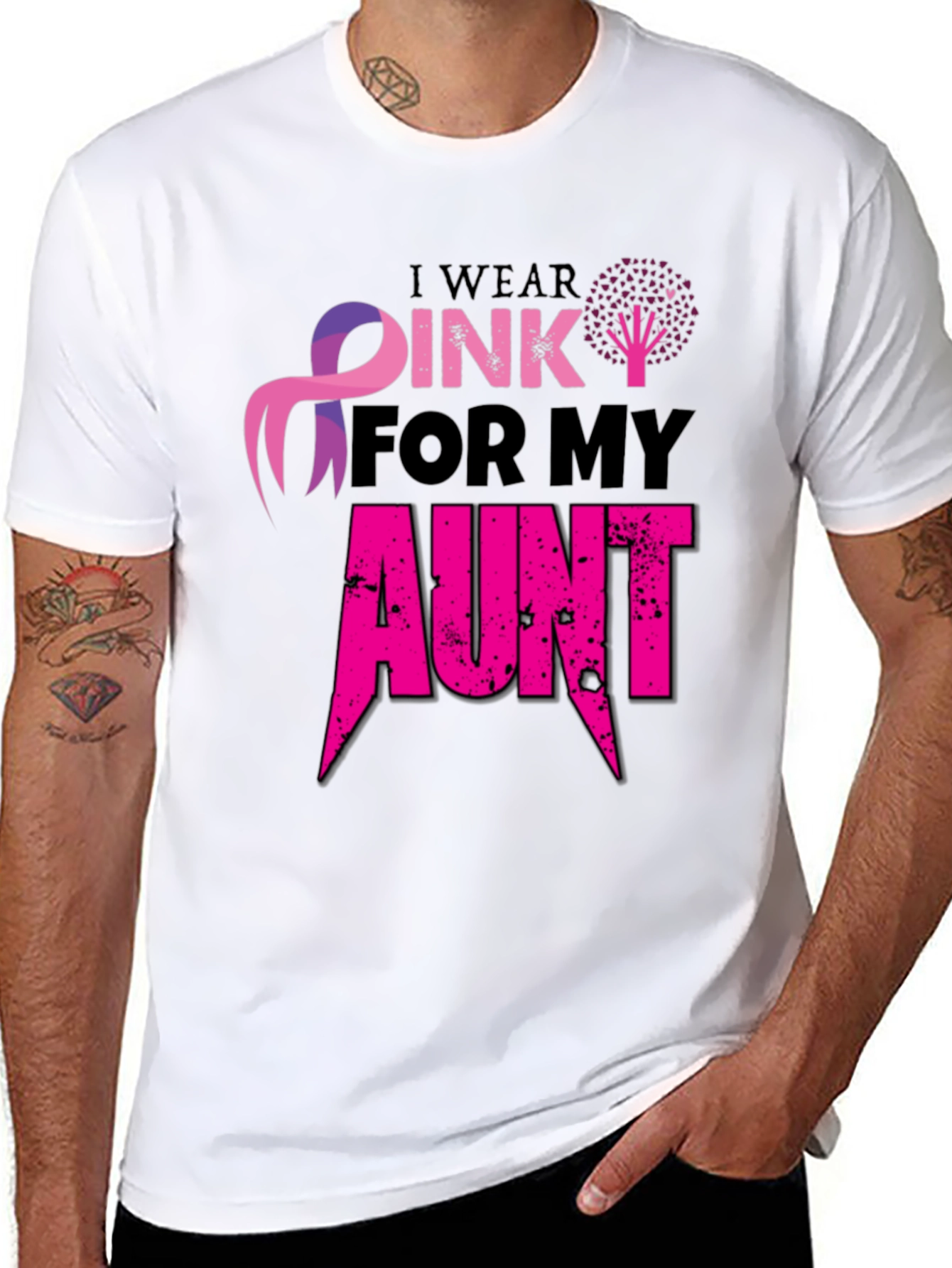 Pink Ribbon Aunt Cancer Awareness T-Shirt