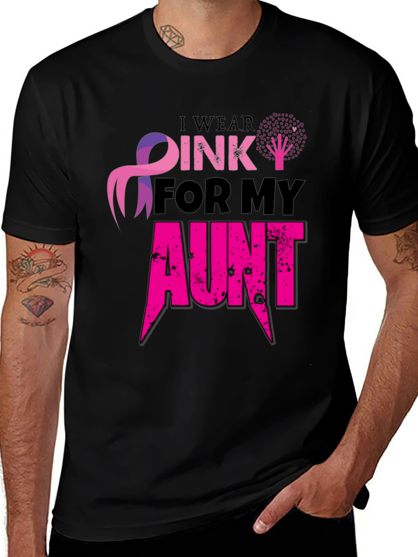 Pink Ribbon Aunt Cancer Awareness T-Shirt