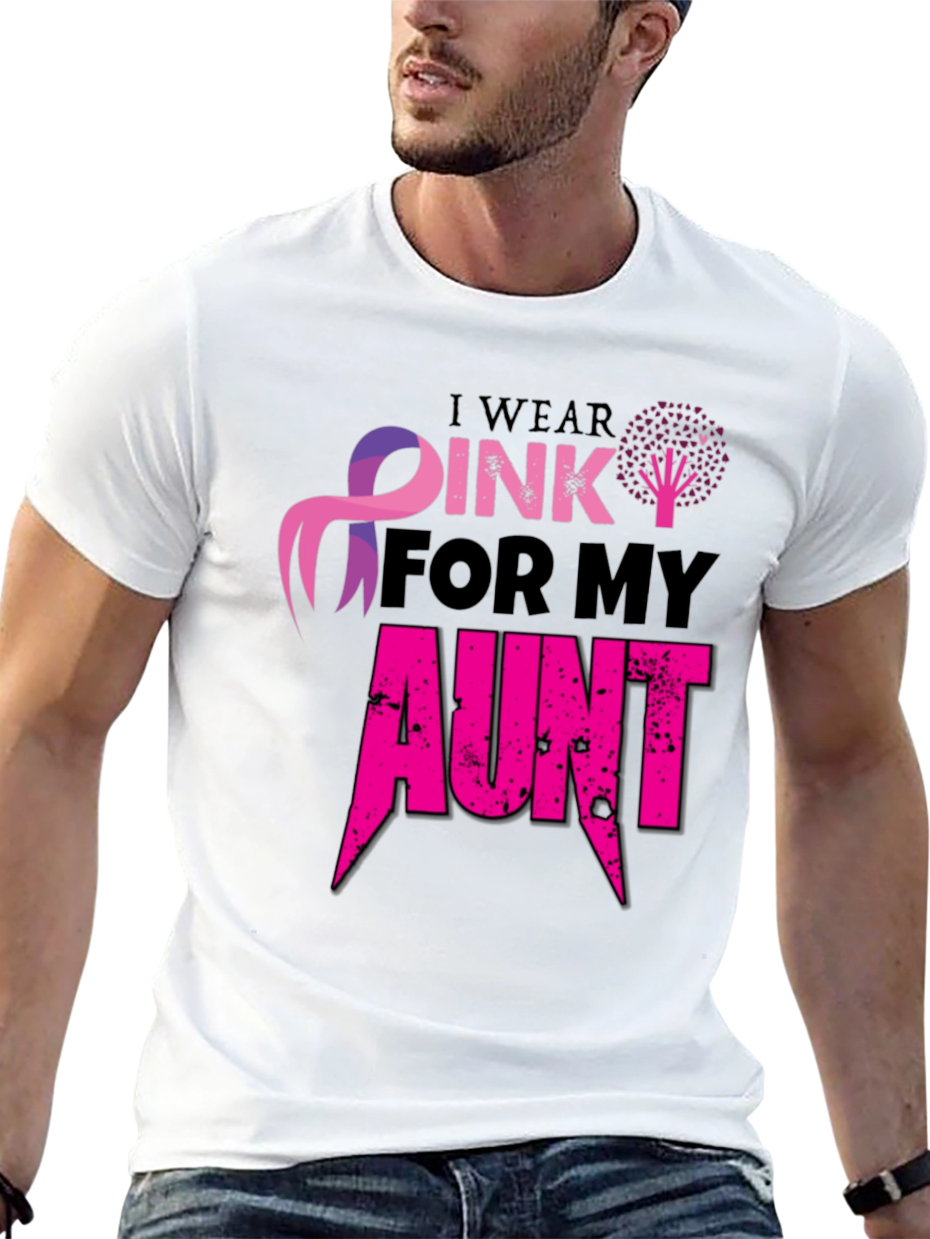 Pink Ribbon Aunt Cancer Awareness T-Shirt