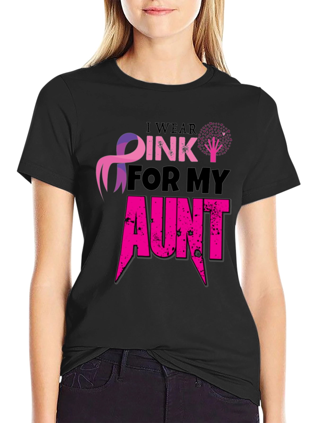 Pink Ribbon Aunt Cancer Awareness T-Shirt