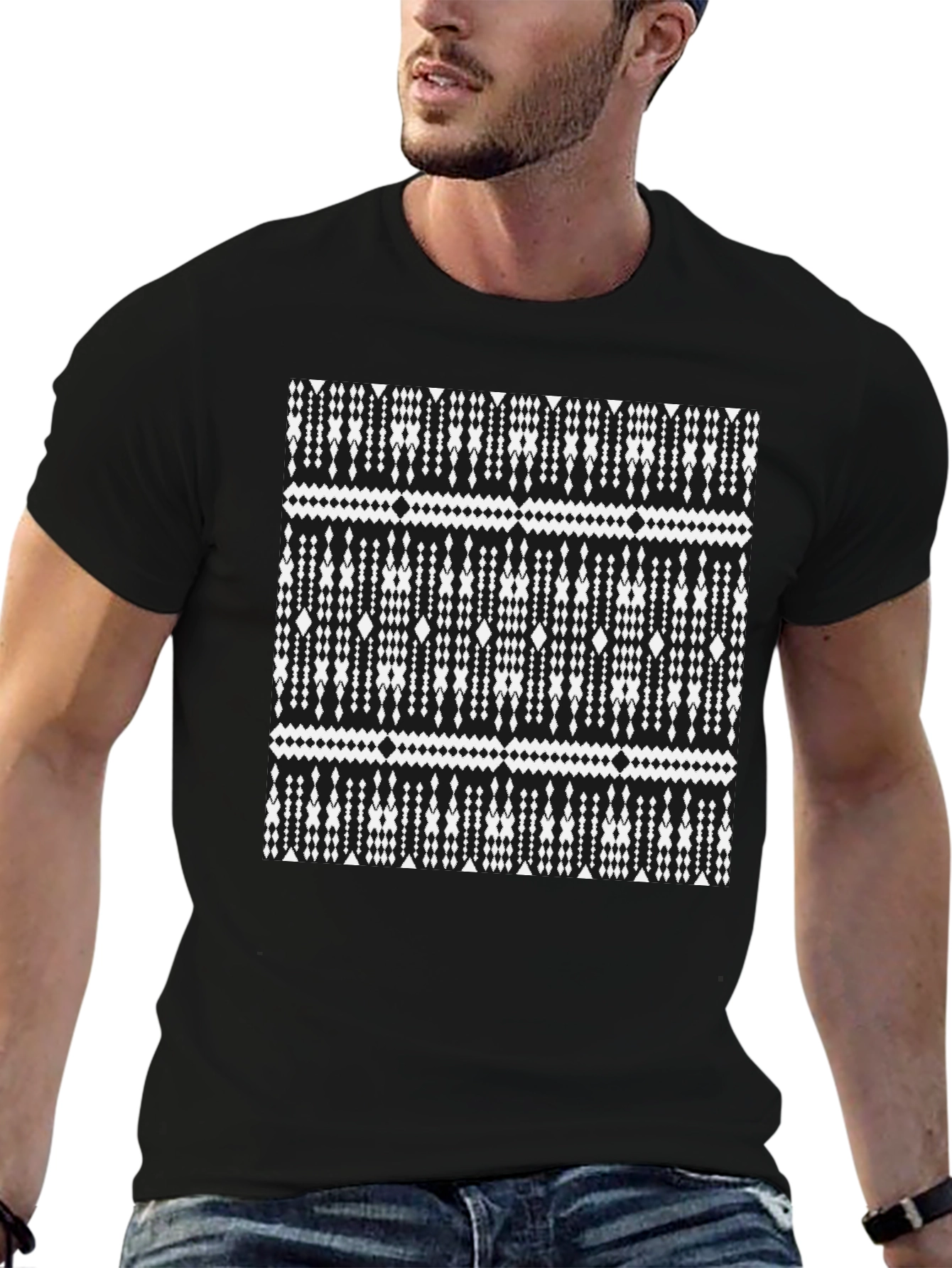 Geometric Print Black T-Shirt