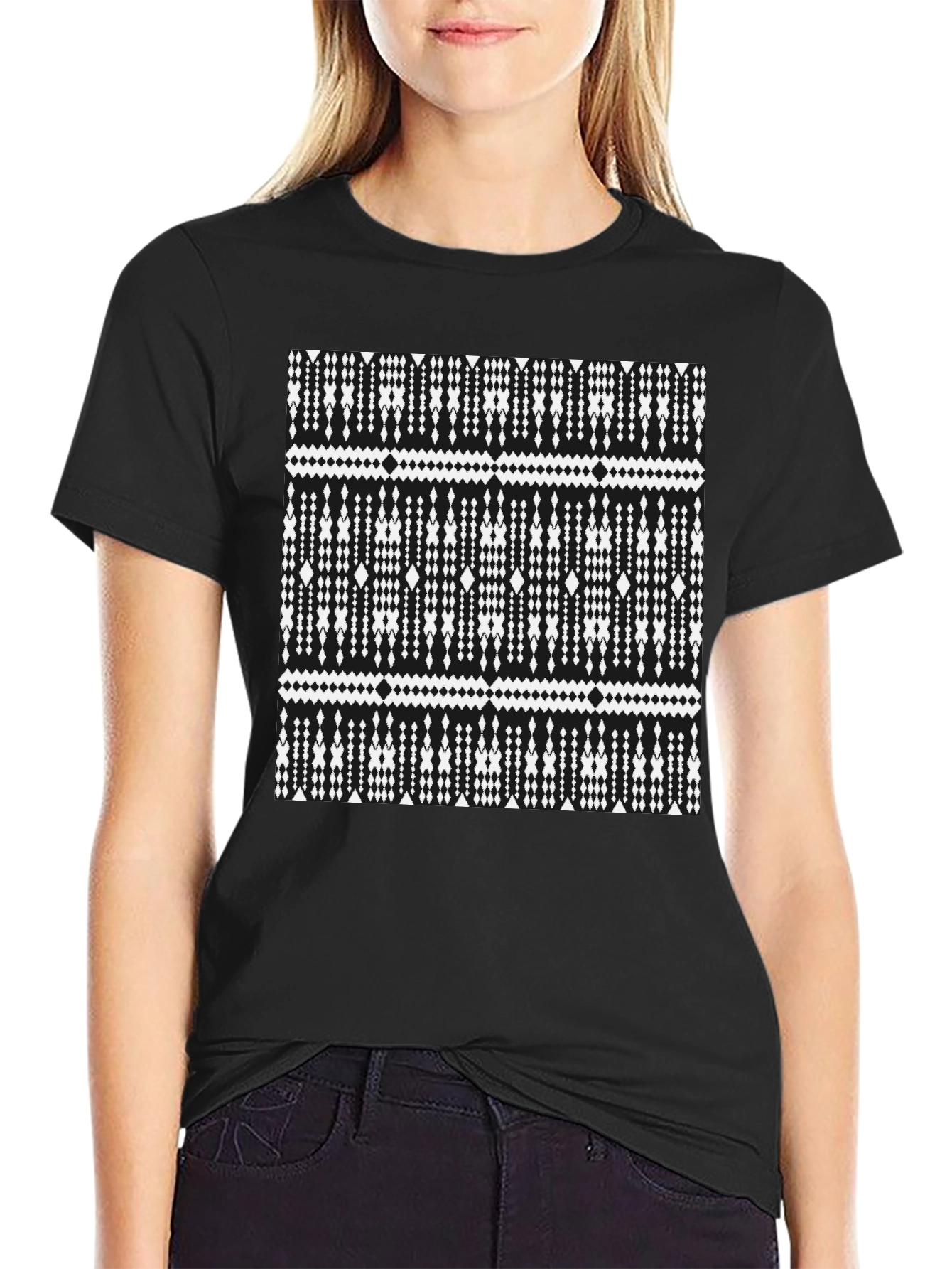 Geometric Print Black T-Shirt