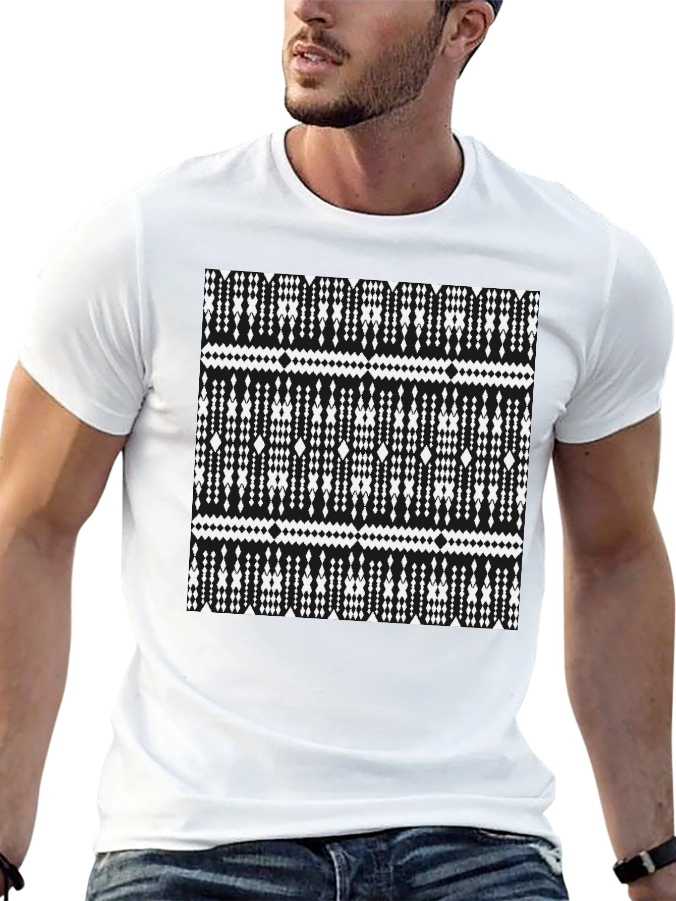 Geometric Print Black T-Shirt