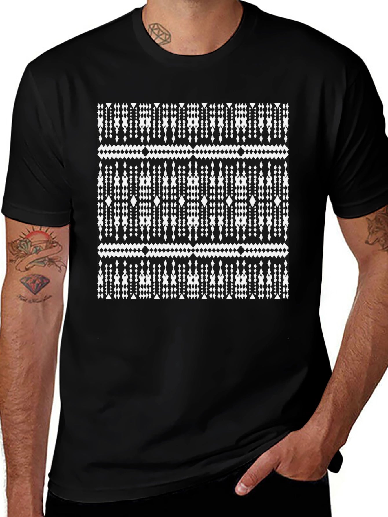 Geometric Print Black T-Shirt