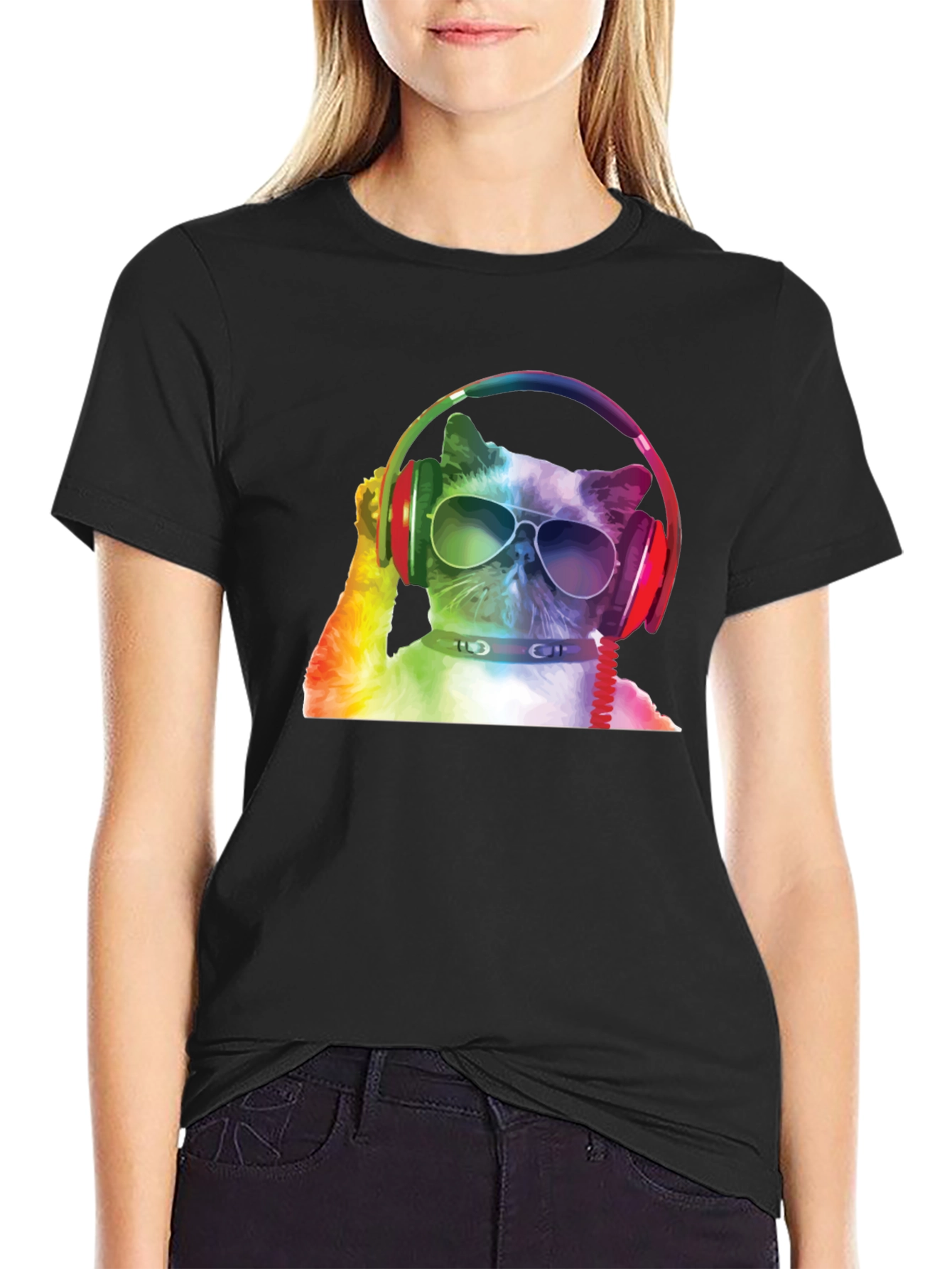 Cool Cat T-Shirt - DJ Cat Wearing Headphones