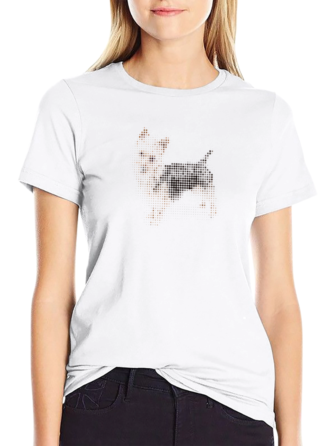 Dog Silhouette Pixel Art Black T-Shirt