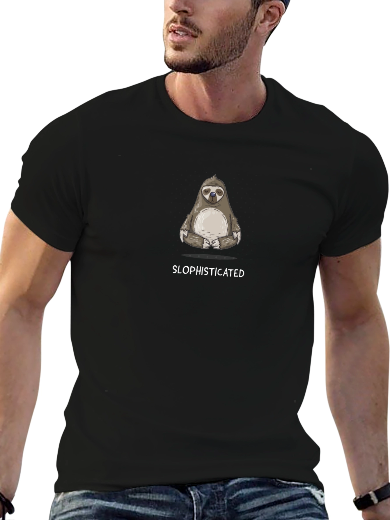 Slophisticated Sloth Graphic Tee - Black