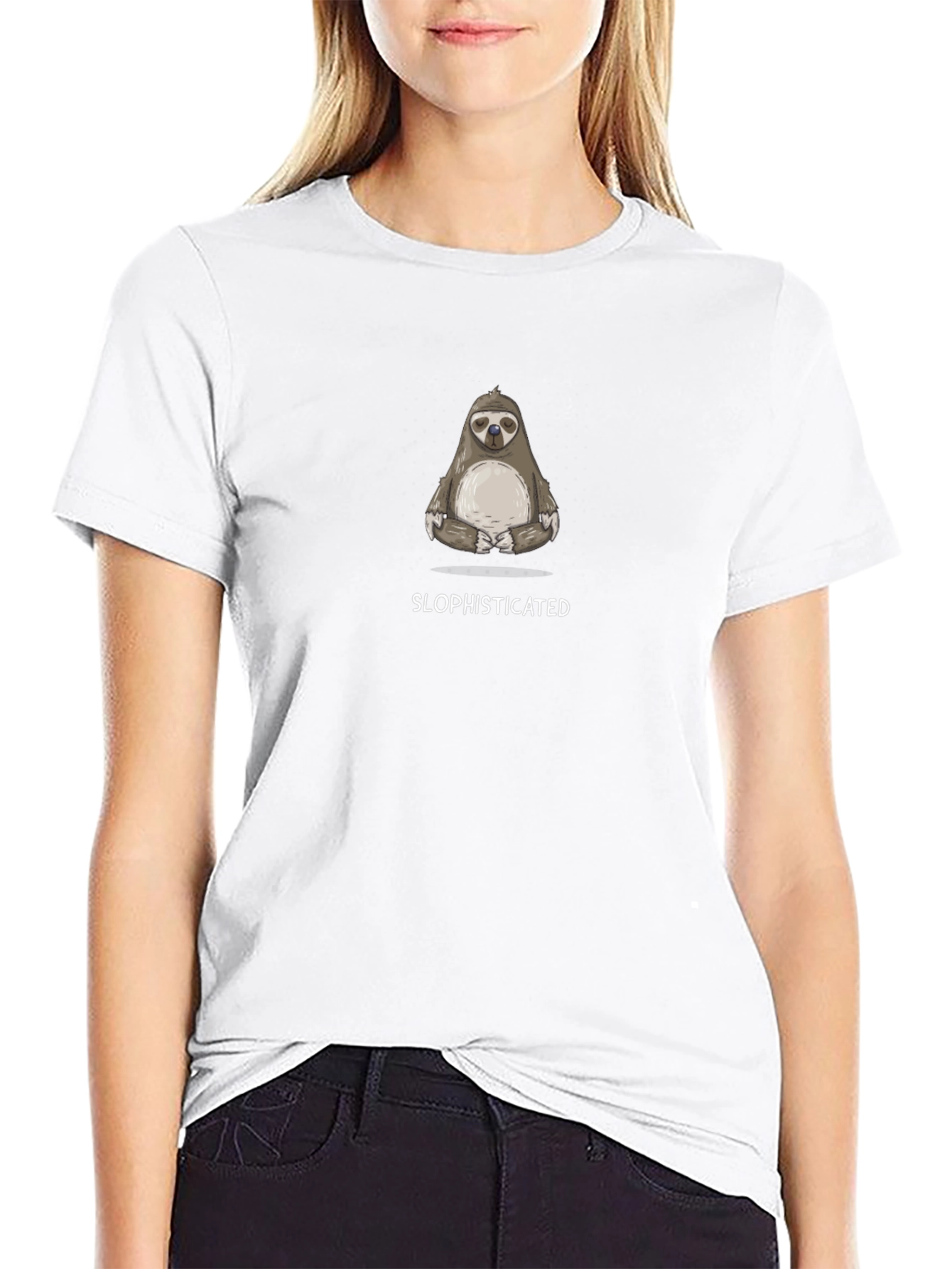 Slophisticated Sloth Graphic Tee - Black