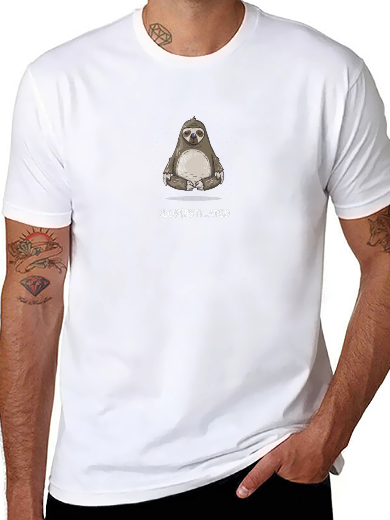 Slophisticated Sloth Graphic Tee - Black