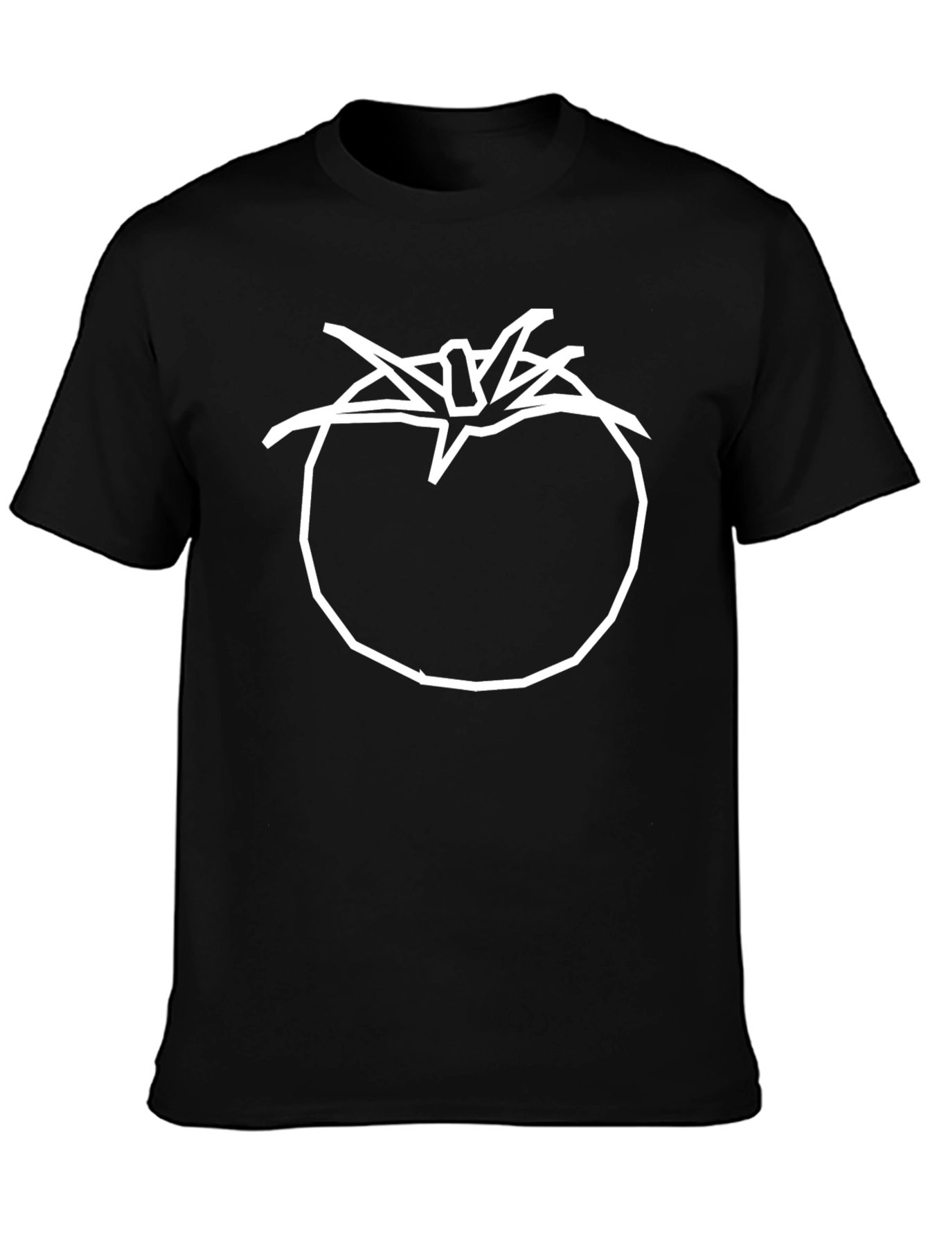Tomato Graphic T-Shirt - Simple White Outline on Black