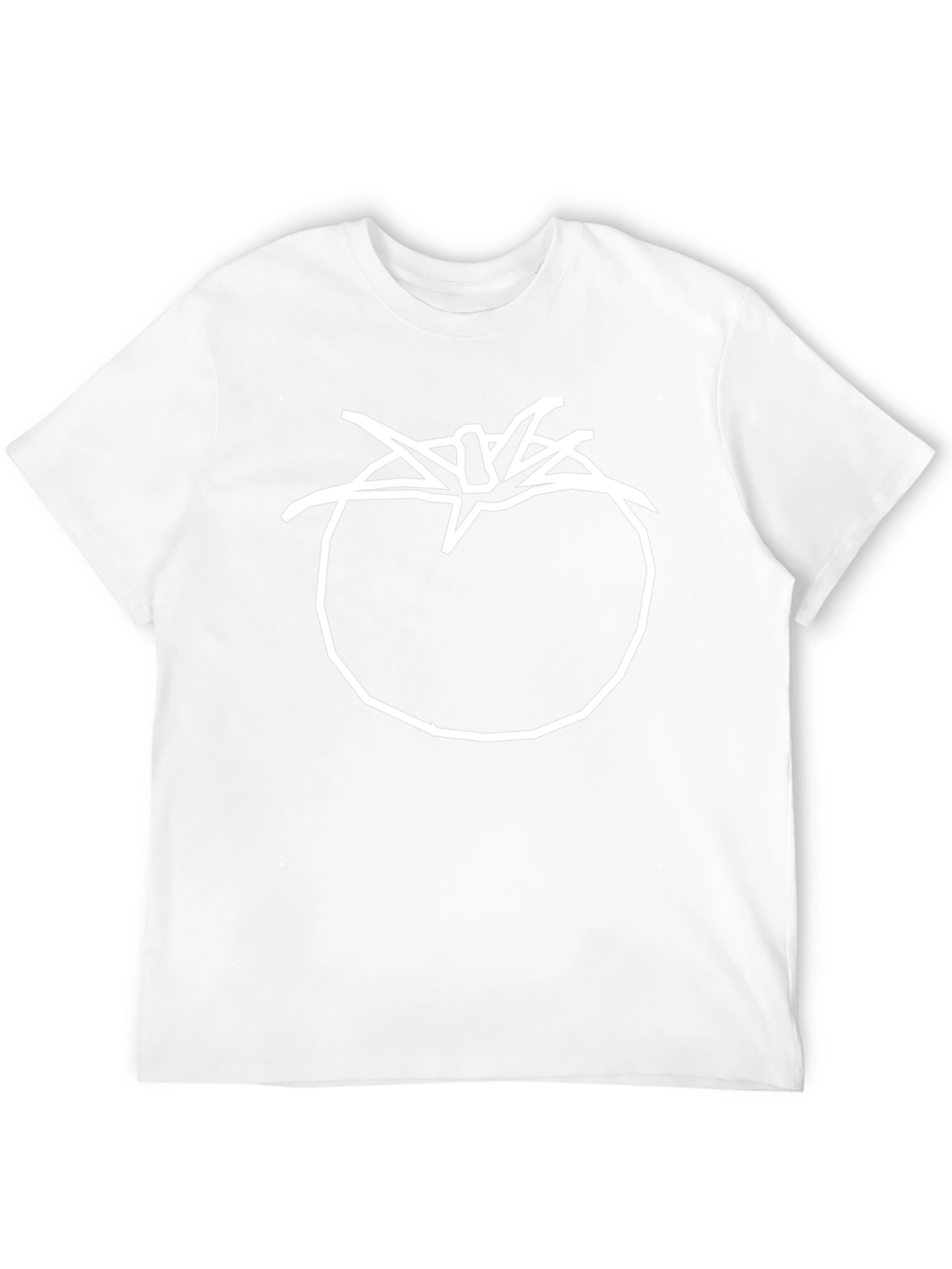 Tomato Graphic T-Shirt - Simple White Outline on Black