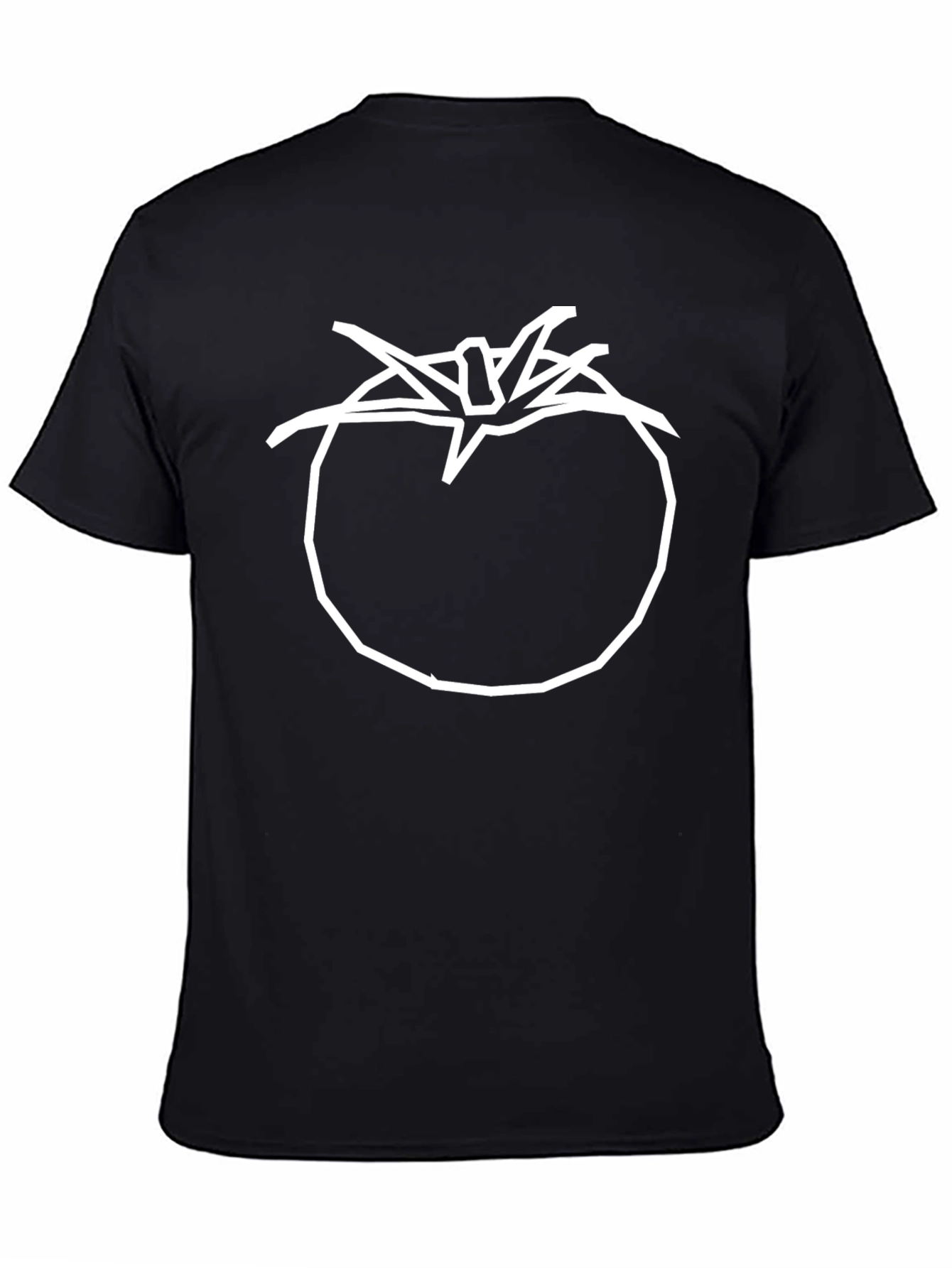 Tomato Graphic T-Shirt - Simple White Outline on Black