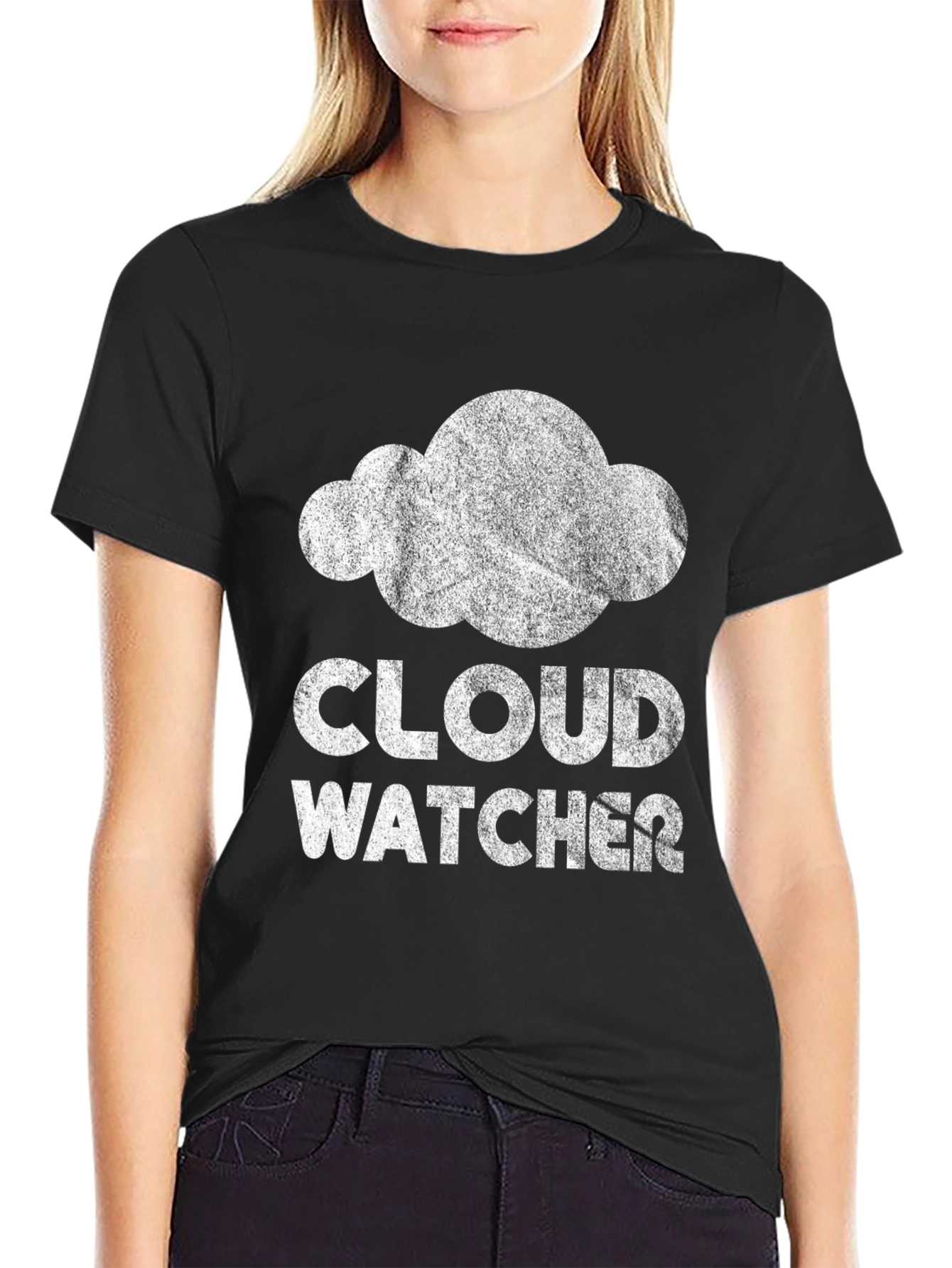 Cloud Watcher Graphic Tee - Black Cotton T-Shirt