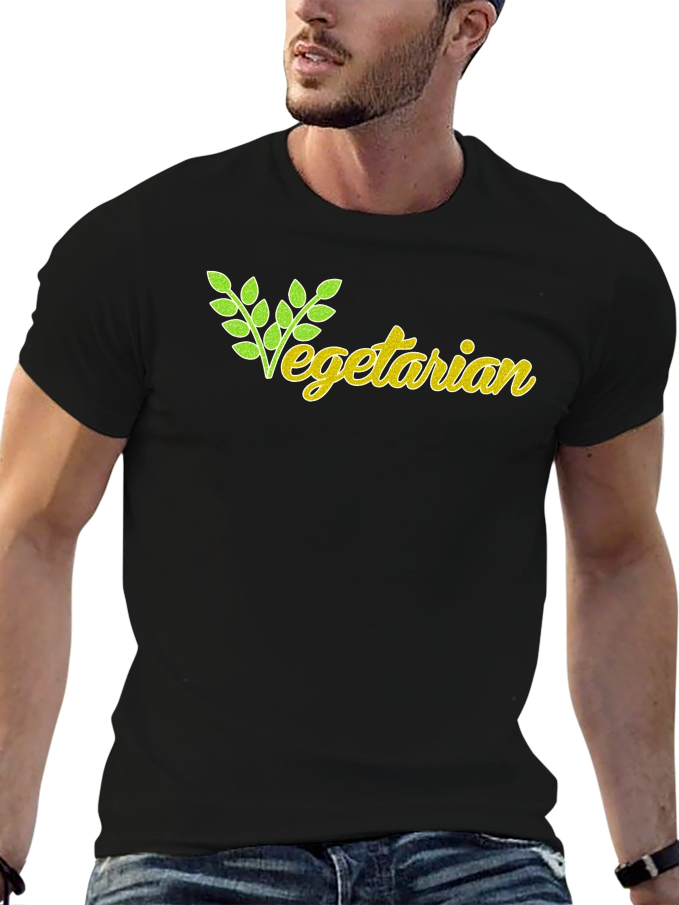 Vegetarian Graphic T-Shirt - Black