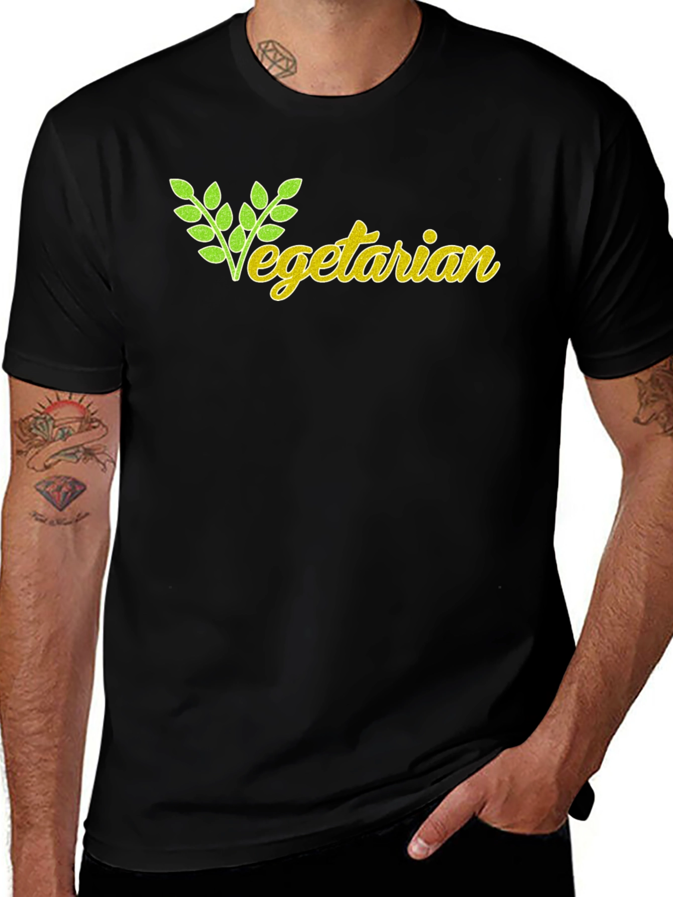 Vegetarian Graphic T-Shirt - Black