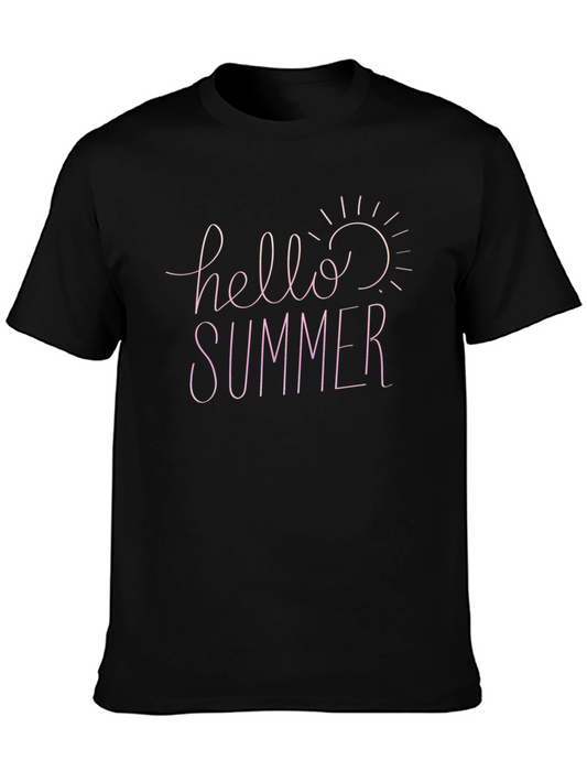 Hello Summer Black Cotton T-Shirt