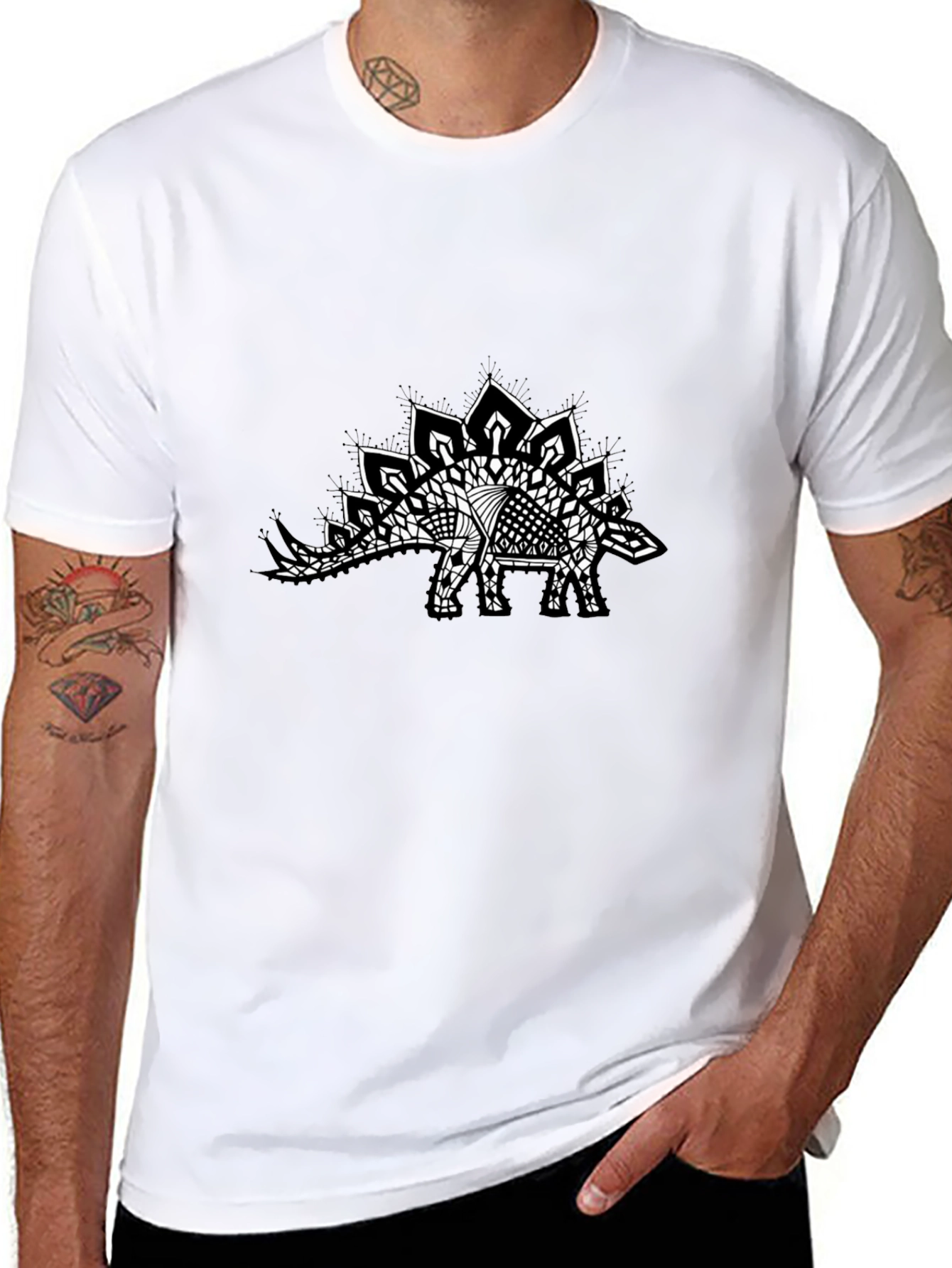 Stegosaurus Mandala Black Tee