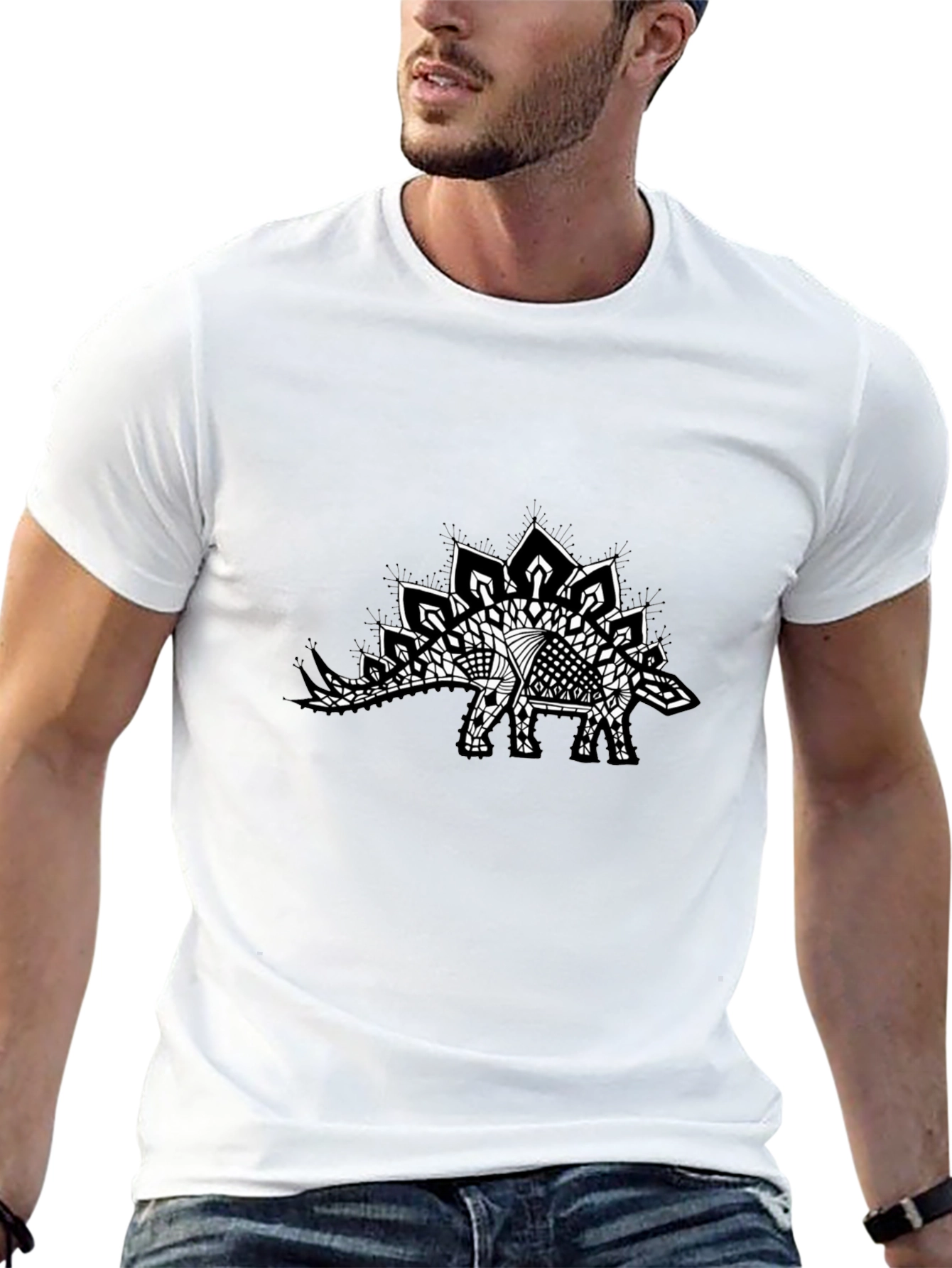 Stegosaurus Mandala Black Tee