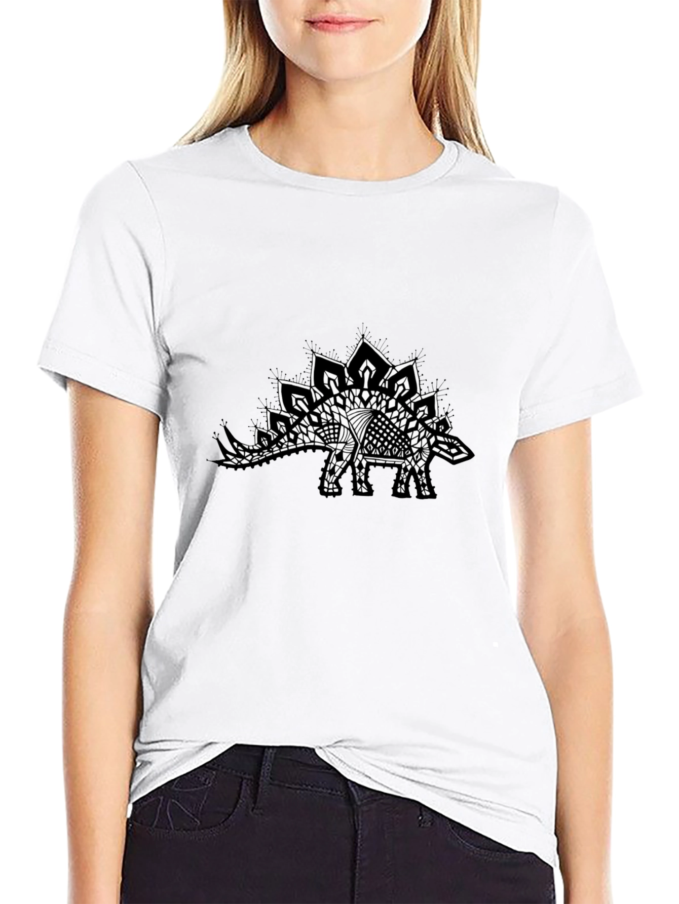 Stegosaurus Mandala Black Tee