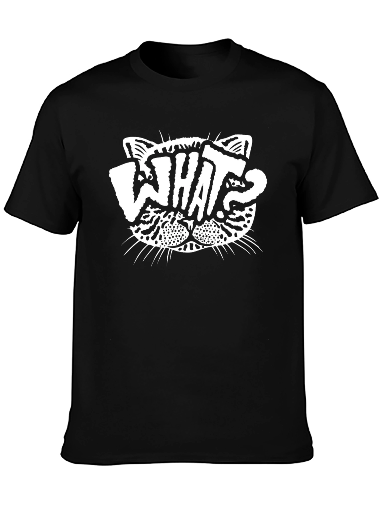 What Cat Black Graphic Tee - Quirky Unisex T-Shirt