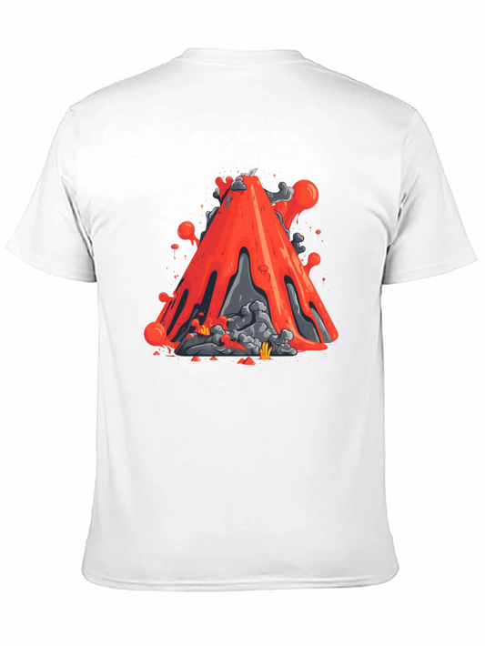 Volcano Lava Graphic Tee - Black Cotton T-Shirt