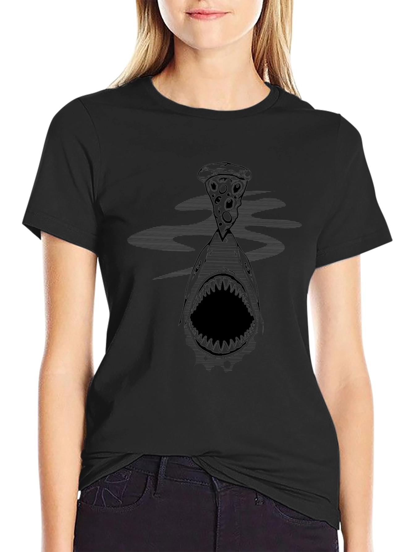 Shark Pizza Graphic Tee - Black T-Shirt