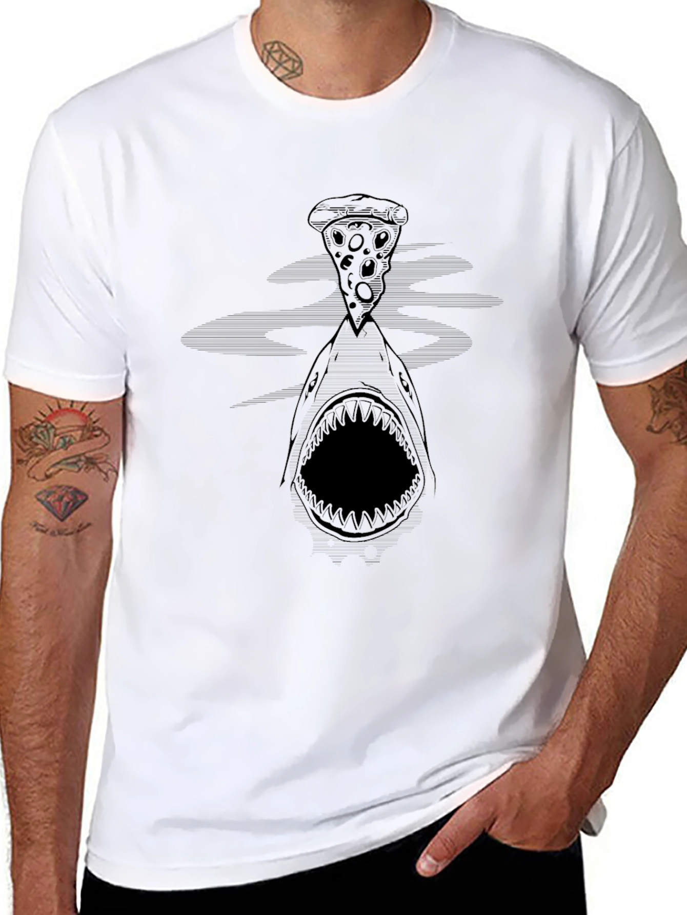 Shark Pizza Graphic Tee - Black T-Shirt