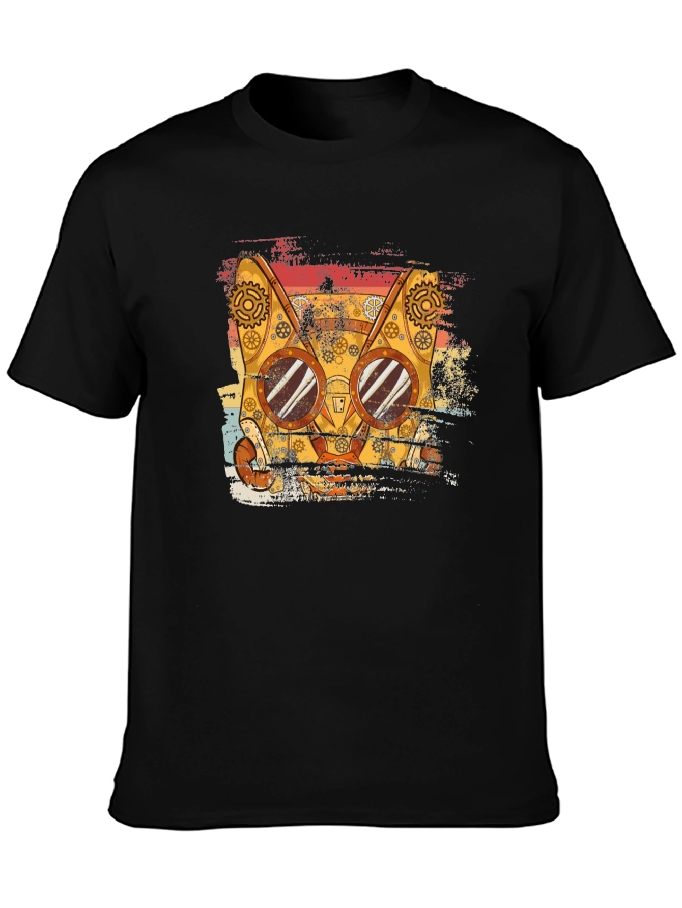 Steampunk Cat T-Shirt - Retro Style Tee