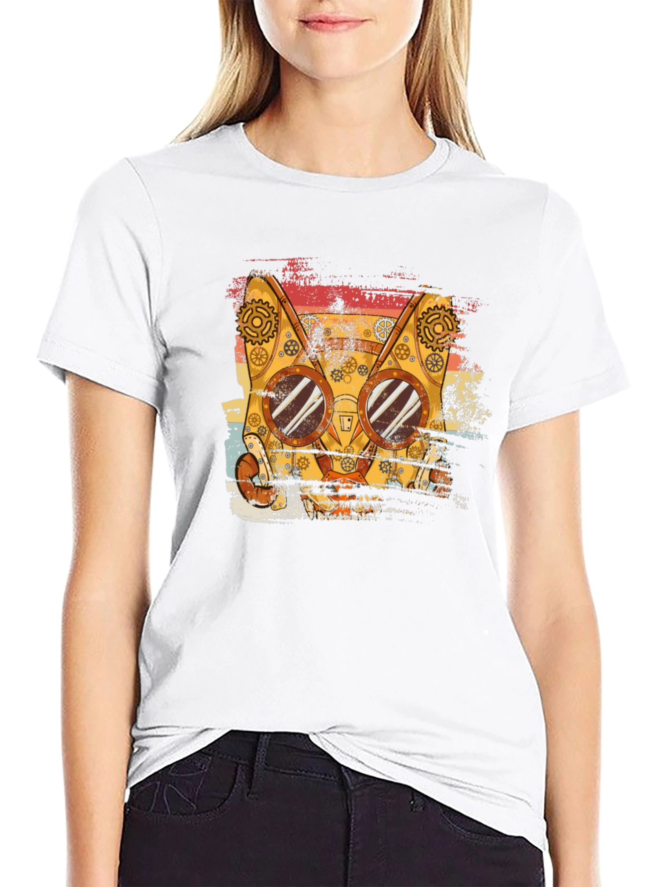 Steampunk Cat T-Shirt - Retro Style Tee