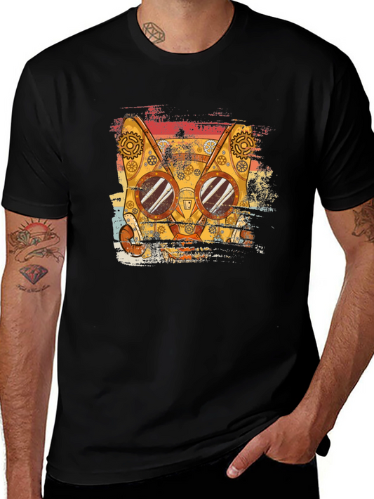 Steampunk Cat T-Shirt - Retro Style Tee