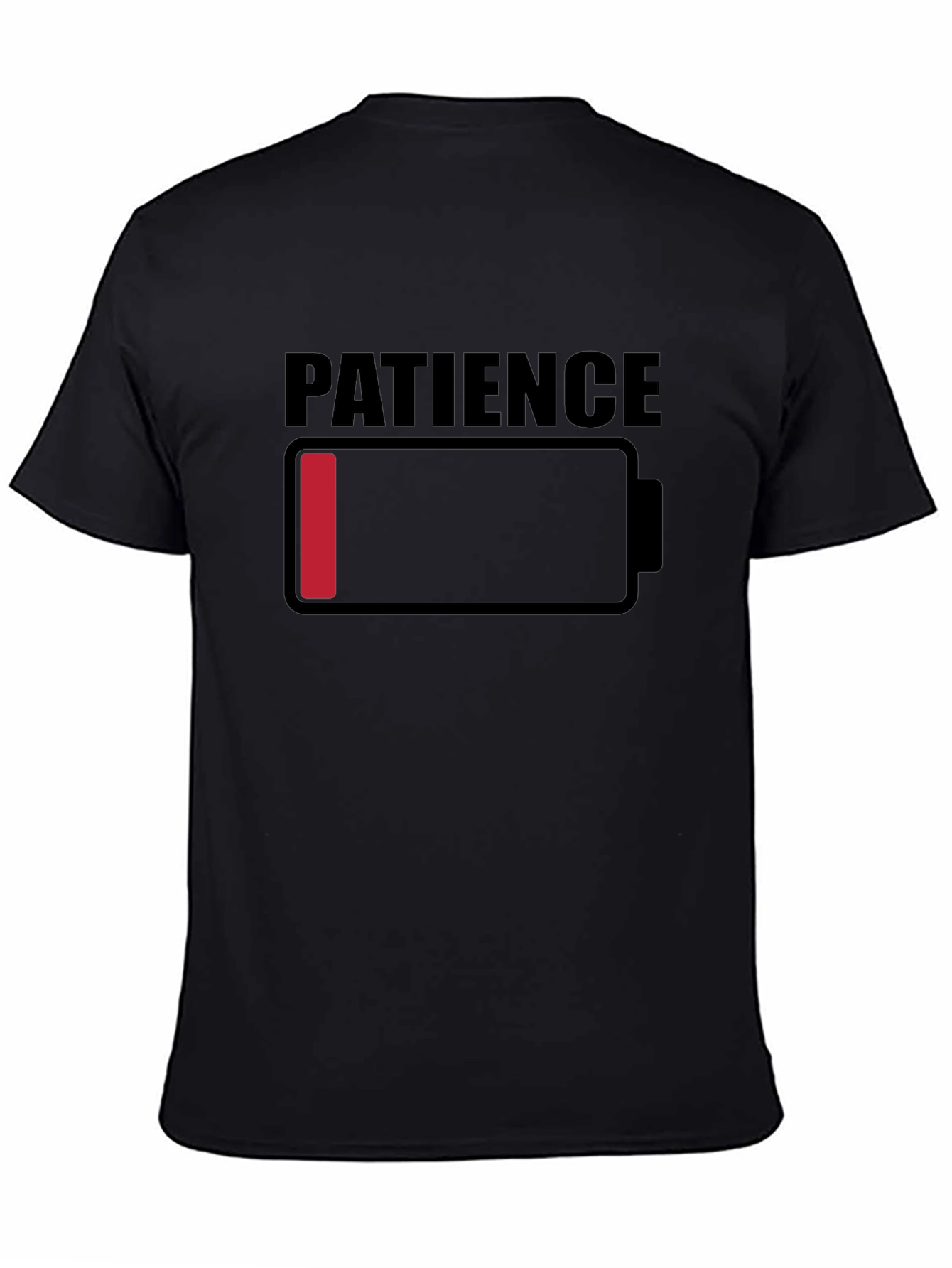 Patience Low Battery Graphic T-Shirt - Black