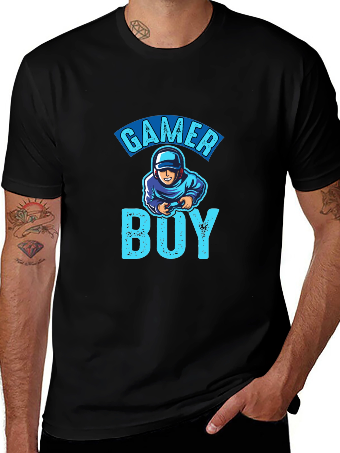 Gamer Boy Graphic T-Shirt - Black Cotton Tee