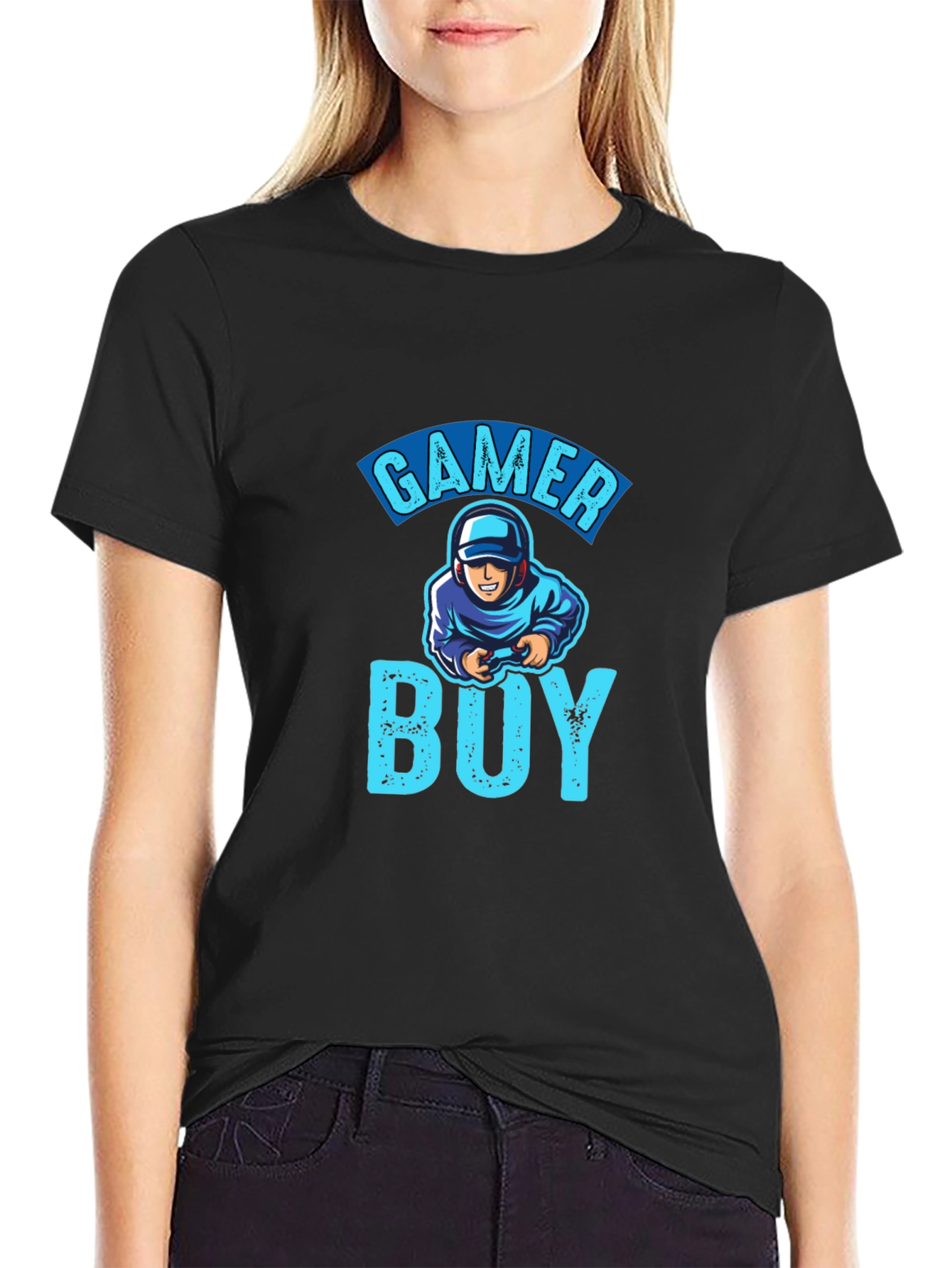 Gamer Boy Graphic T-Shirt - Black Cotton Tee