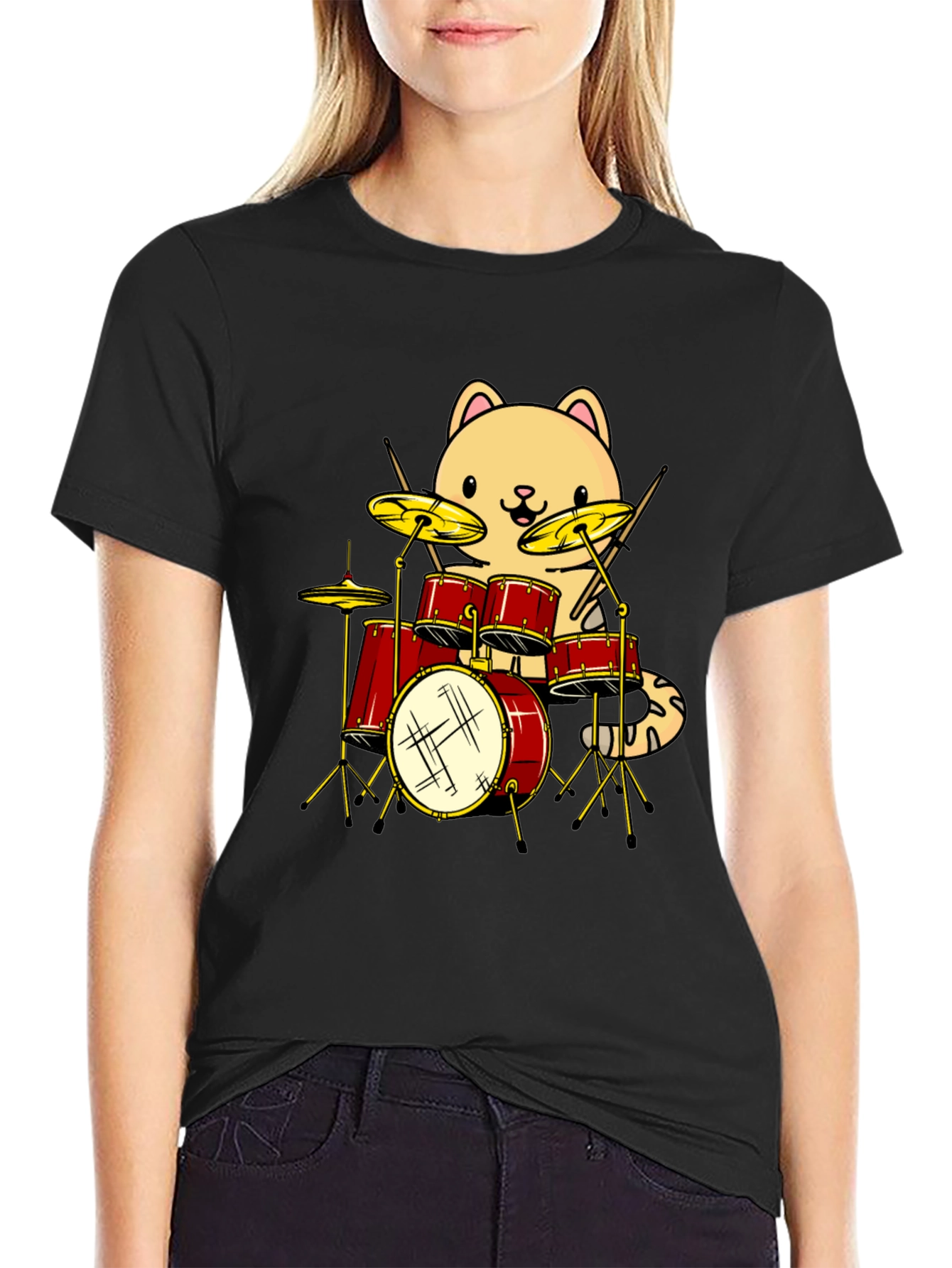 Cat Drummer Graphic Tee