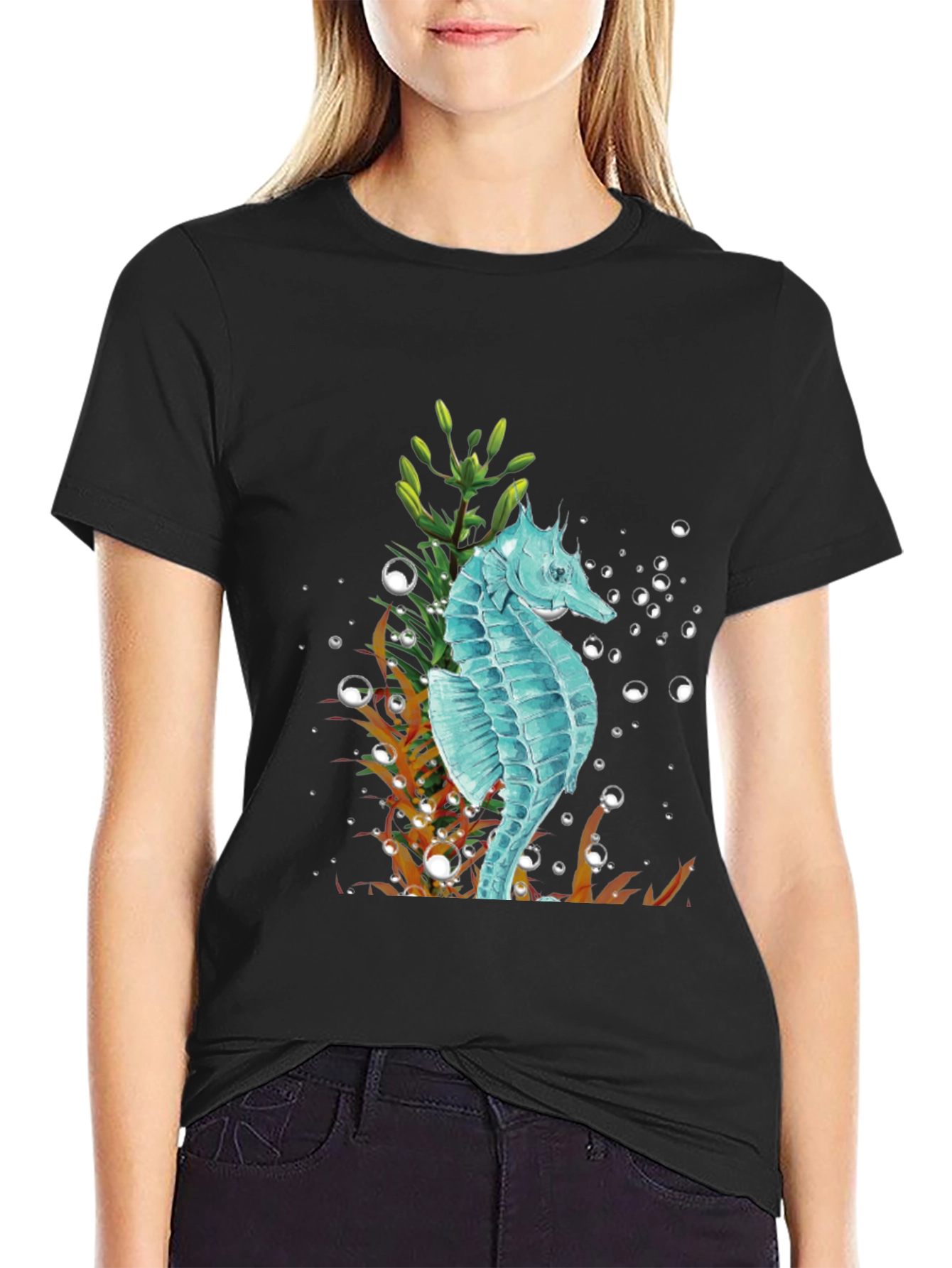 Seahorse Graphic Tee - Stylish Ocean Lovers Apparel